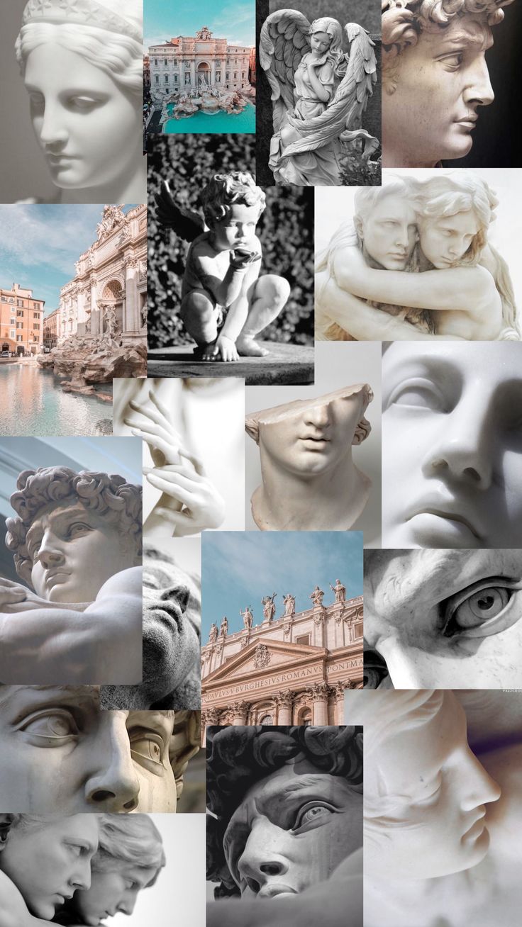 Sculptures Aesthetic Collage and Wallpaper. Greek sculpture, Aesthetic wallpaper, Art deco wallpaper