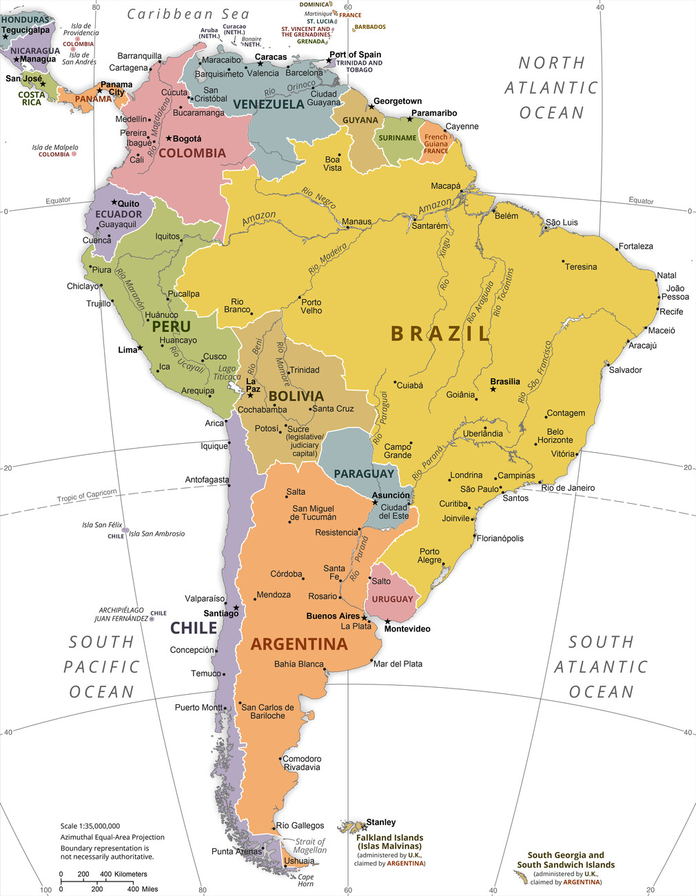 South America Political Map Wall Mural. Buy online at Abposters.com