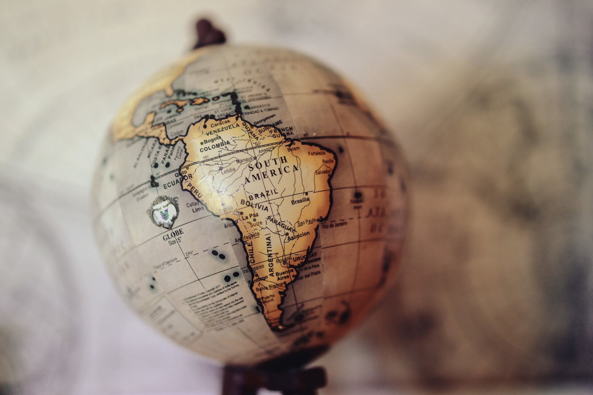 Globe with South America in focus. Free