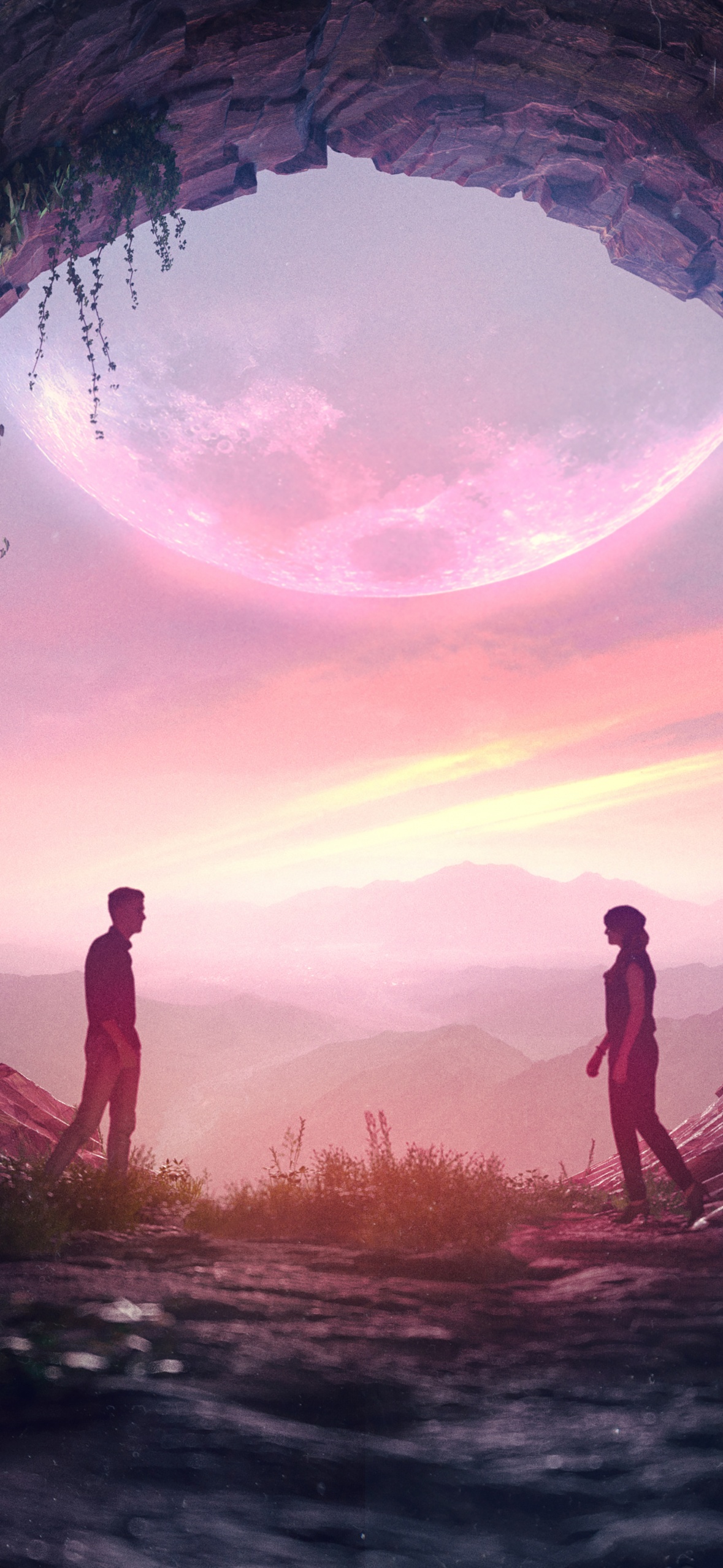 Couple Wallpaper 4K, Aesthetic, Romantic, Lovers, Cave