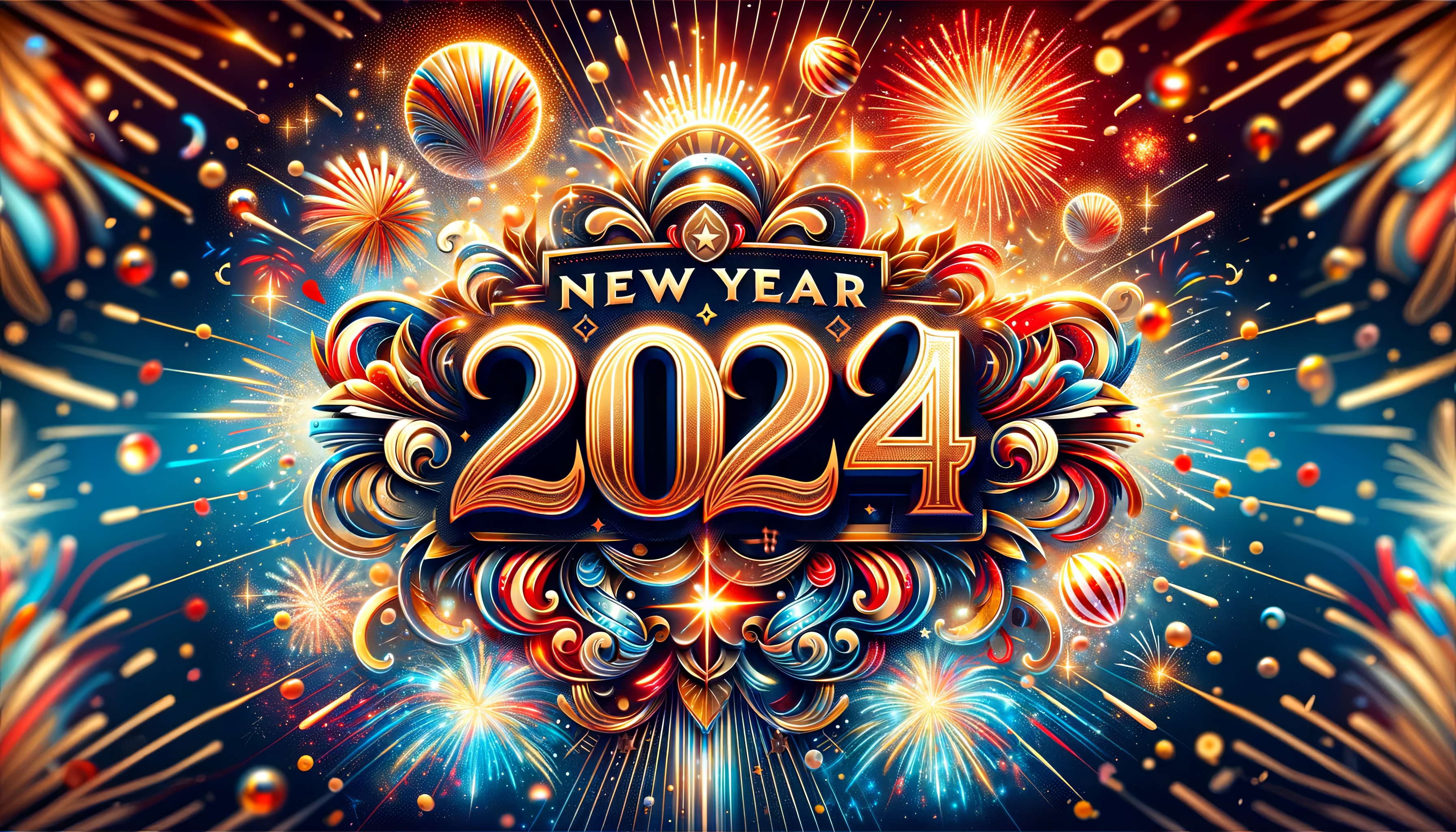 2024 Fireworks Celebration HD Wallpaper