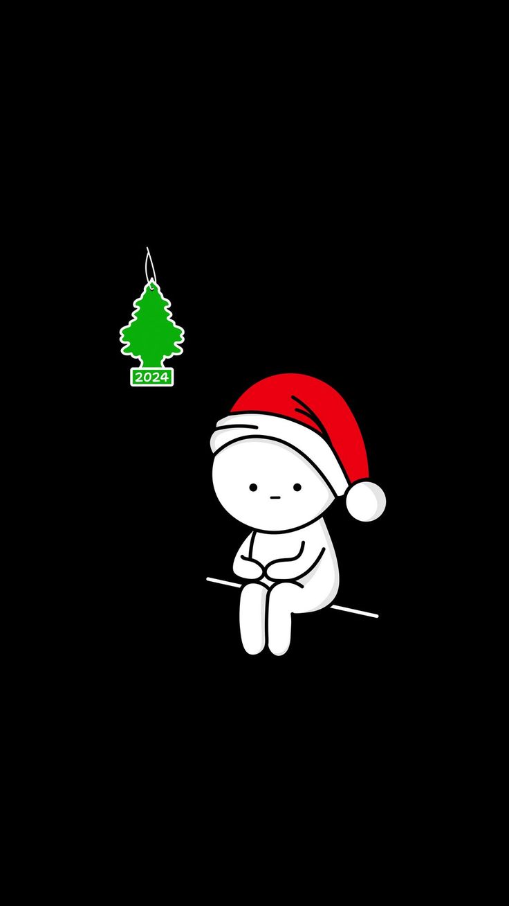 Wallpaper little man, hat, christmas tree, 2024, new year by Nady Murr. Wallpaper, Holiday wallpaper, Christmas tree