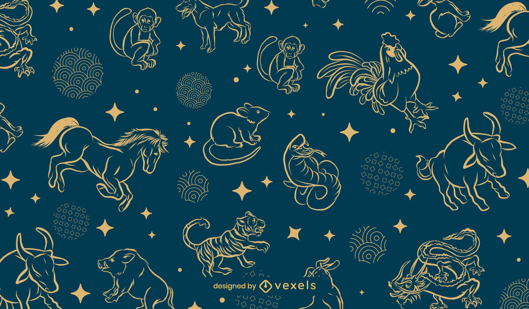 Chinese Zodiac Pattern Design Vector Download