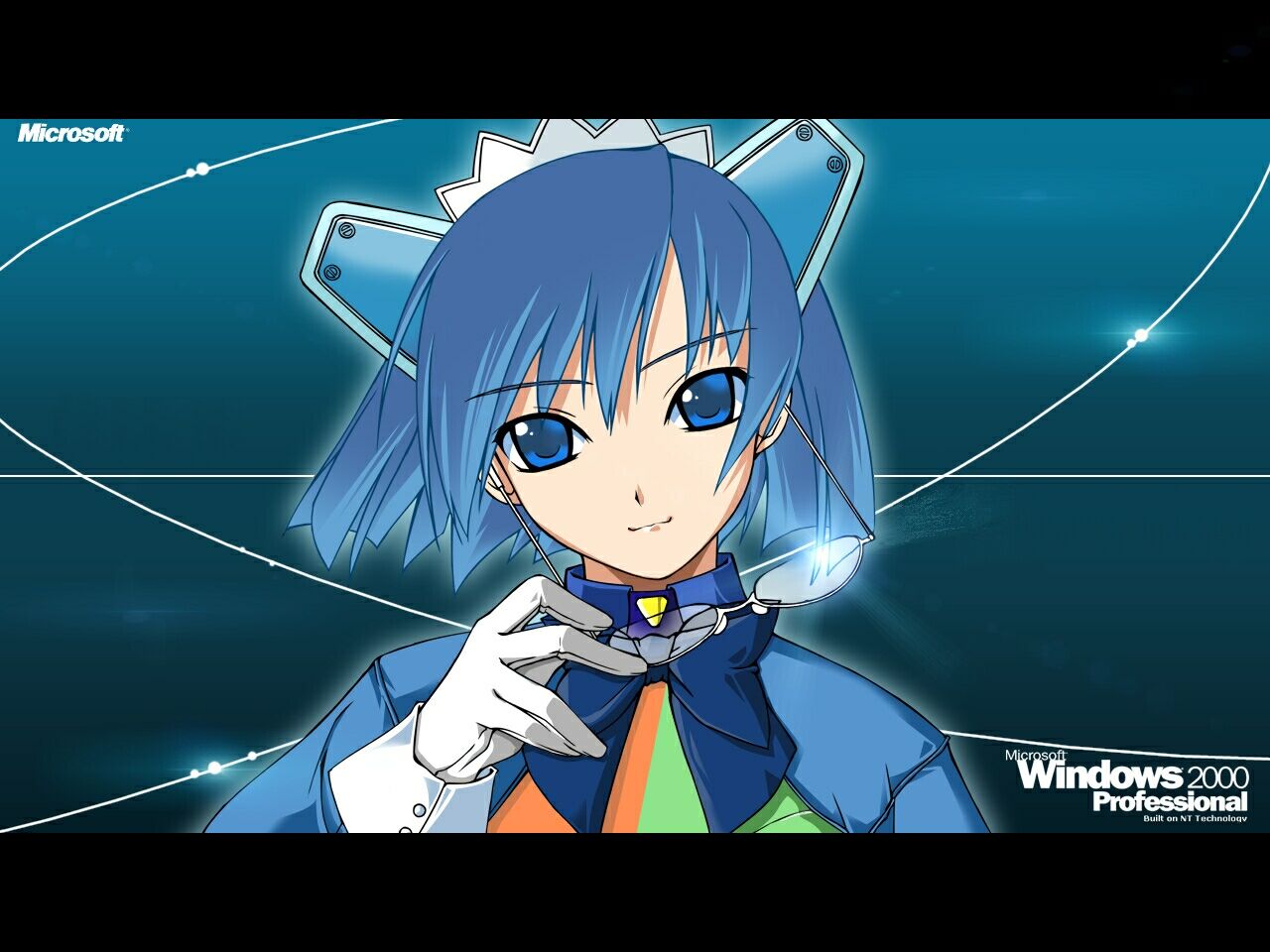 Anthropomorphism Blue Eyes Blue Hair Glasses Os Tan Windows. Konachan.net.com Anime Wallpaper