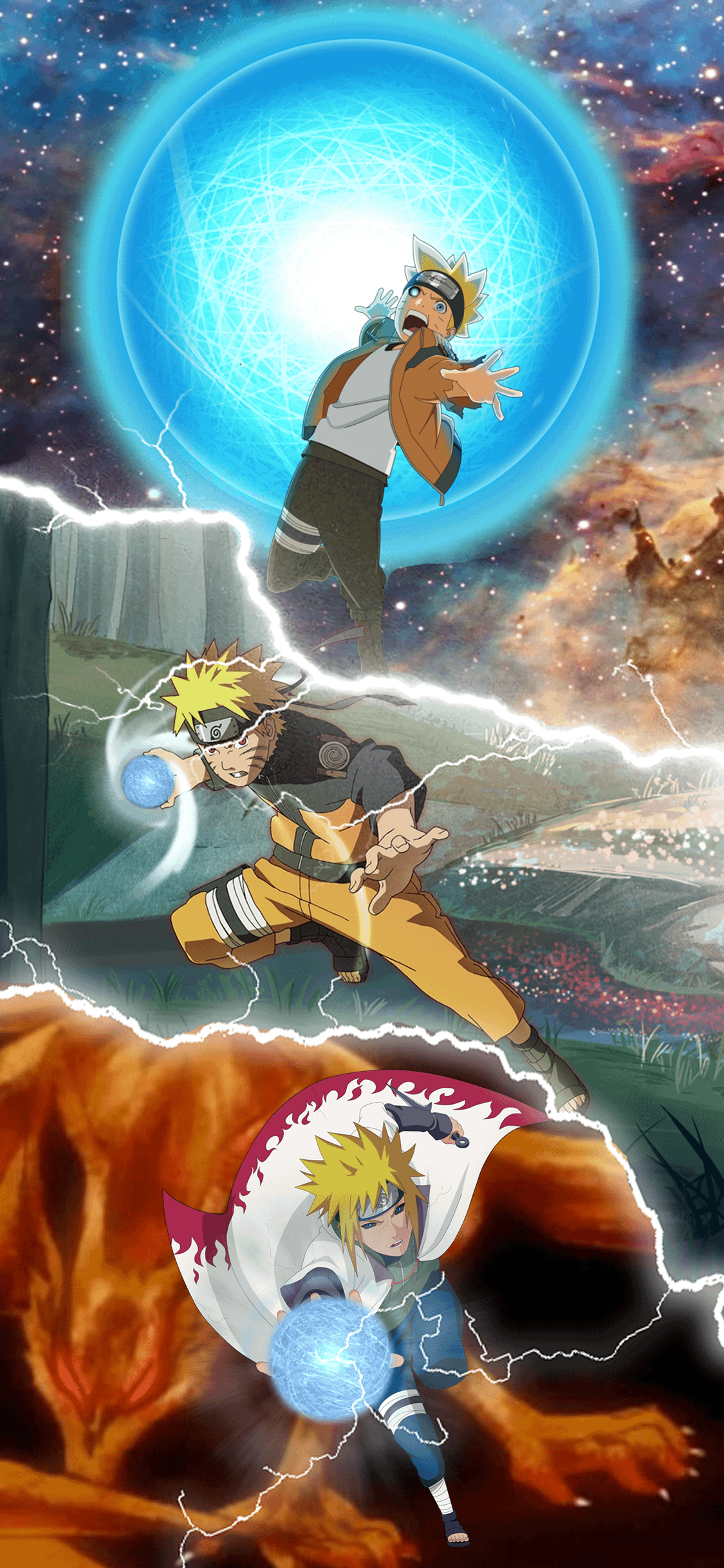Generations of the Rasengan iPhone X Naruto Wallpaper