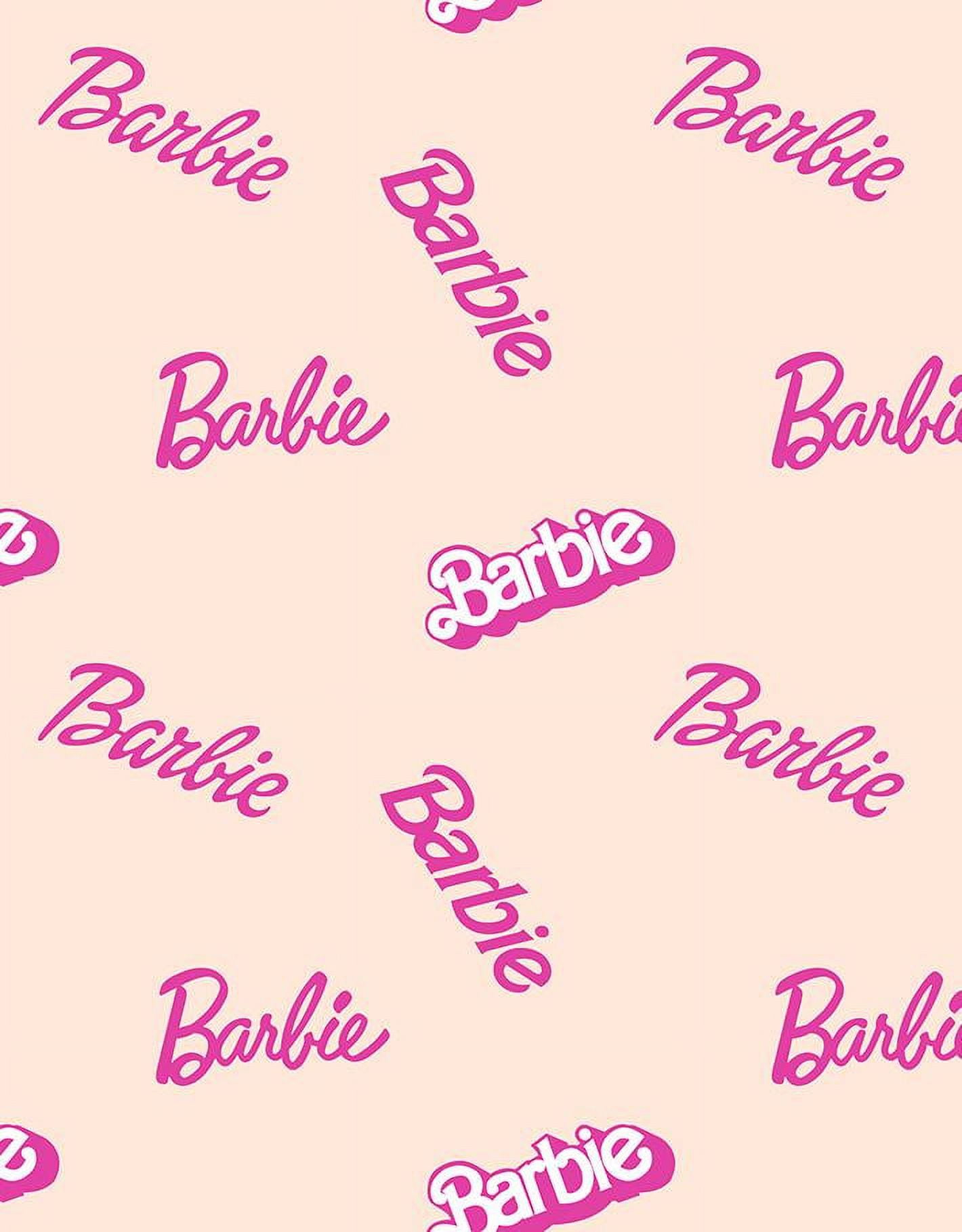 Barbie Logo Mix Removable Vinyl Wallpaper, Peach