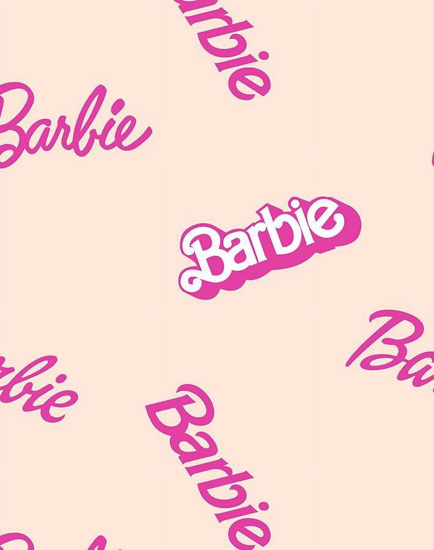Barbie Logo Mix Removable Vinyl Wallpaper, Peach