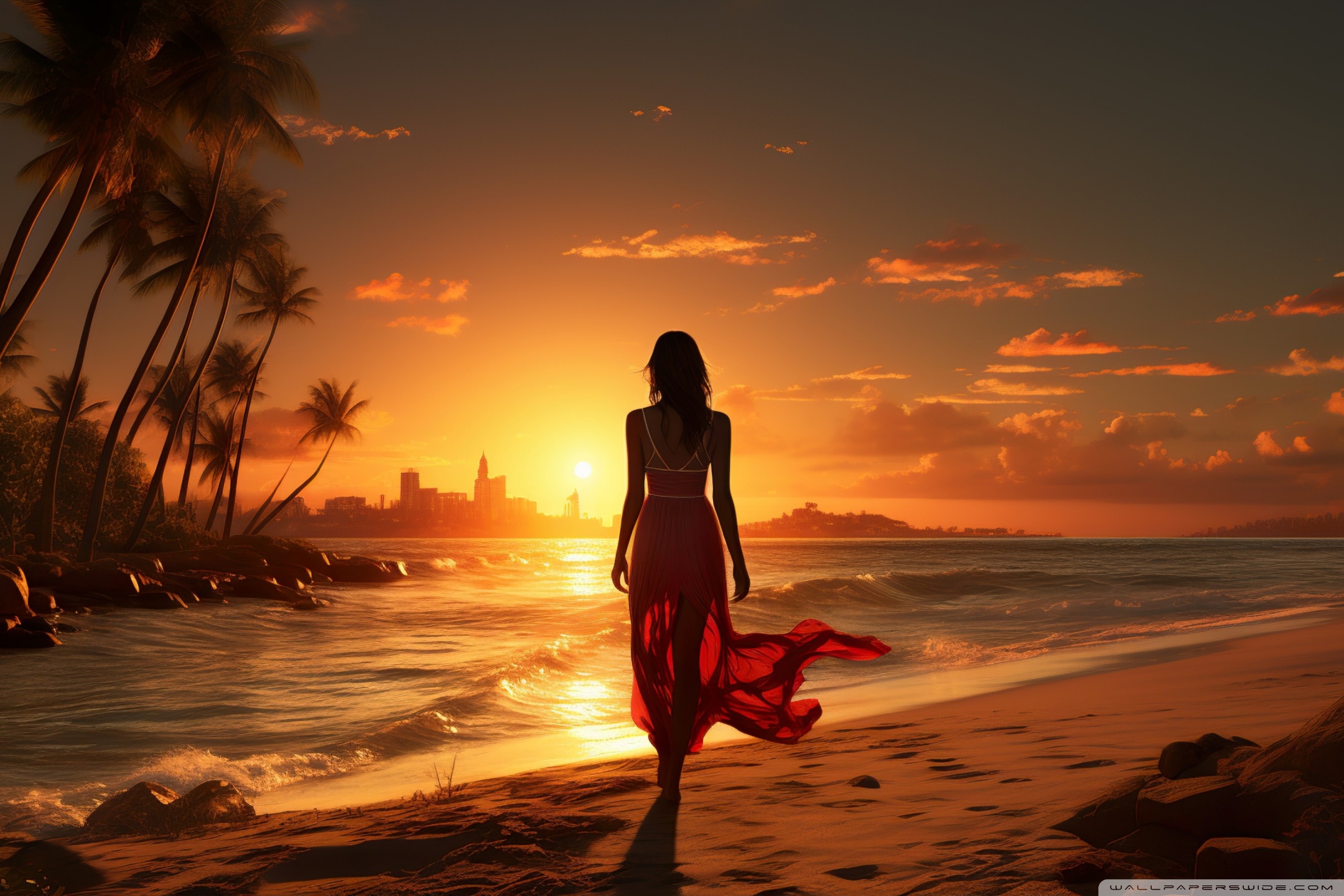 Lady Watching The Sunset Alone Ultra HD Desktop Background Wallpaper for 4K UHD TV, Widescreen & UltraWide Desktop & Laptop, Tablet