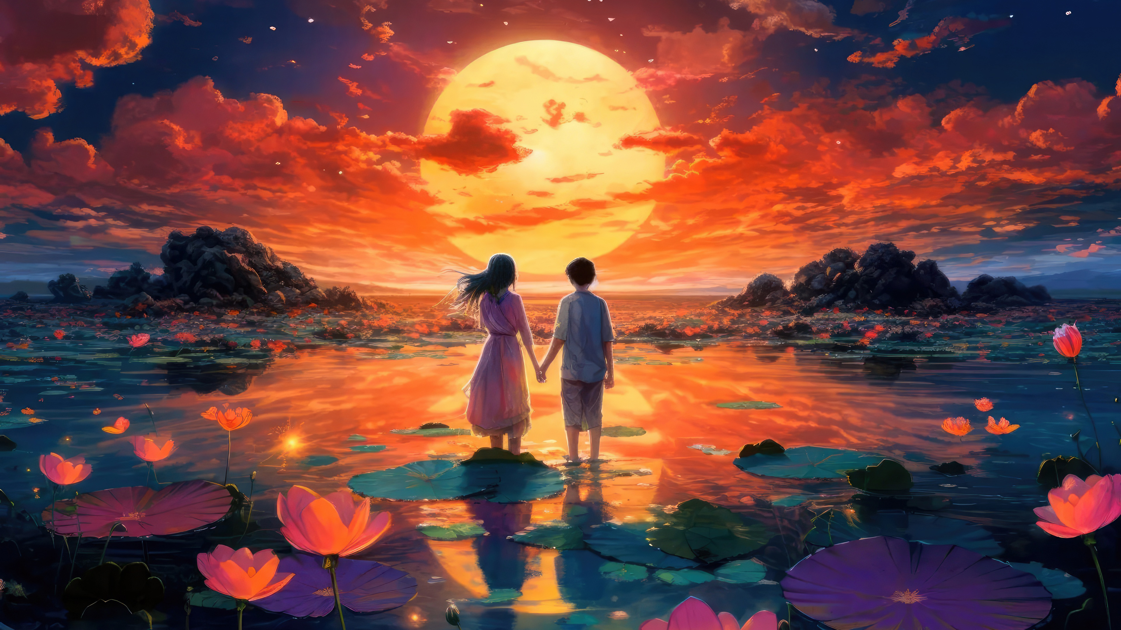 You And Me Watching Sunset 4k Wallpaper, HD Love Wallpaper, 4k Wallpaper Image, Background, Photos and Picture