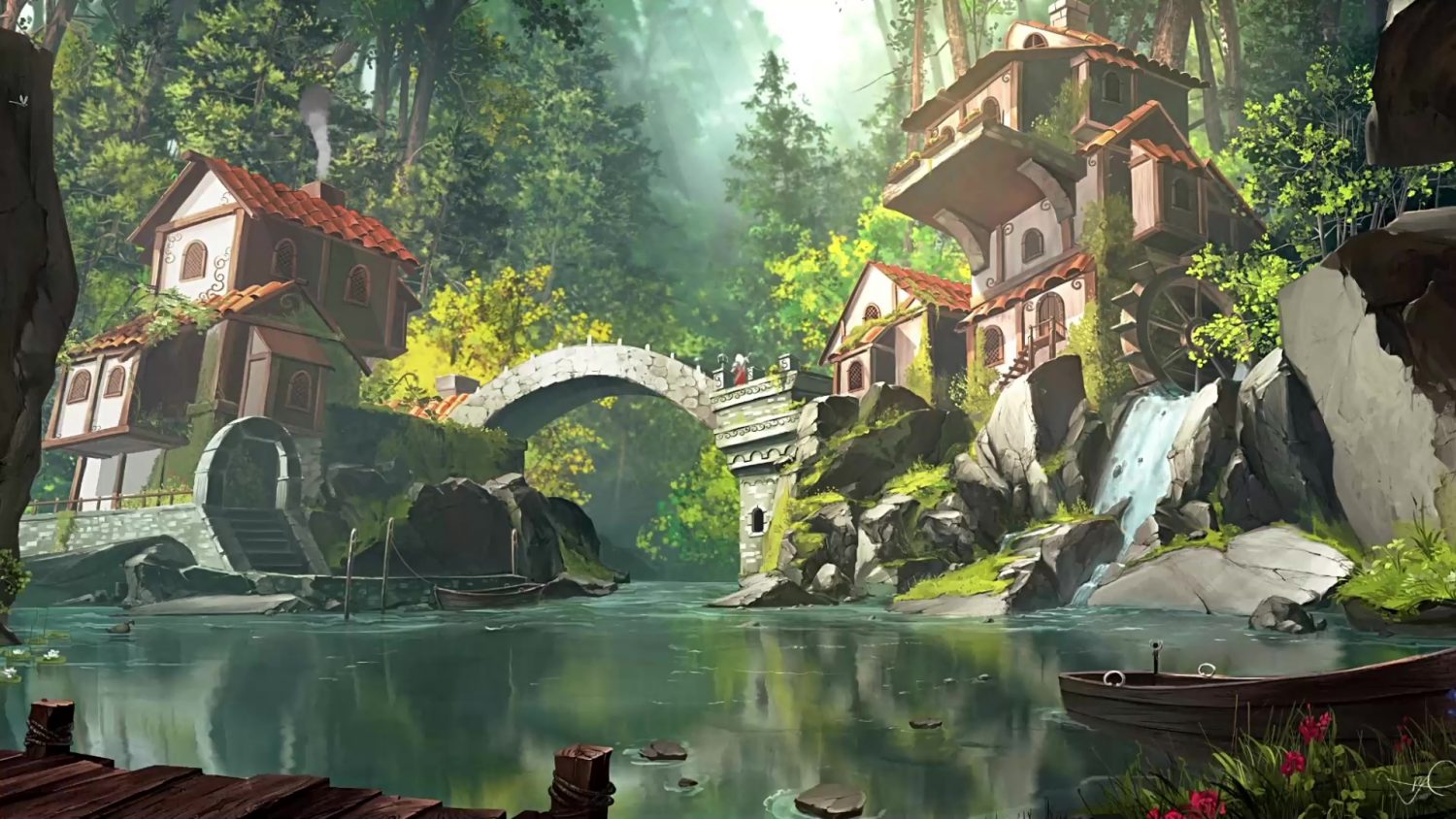 Village Inside Forest Live Wallpaper