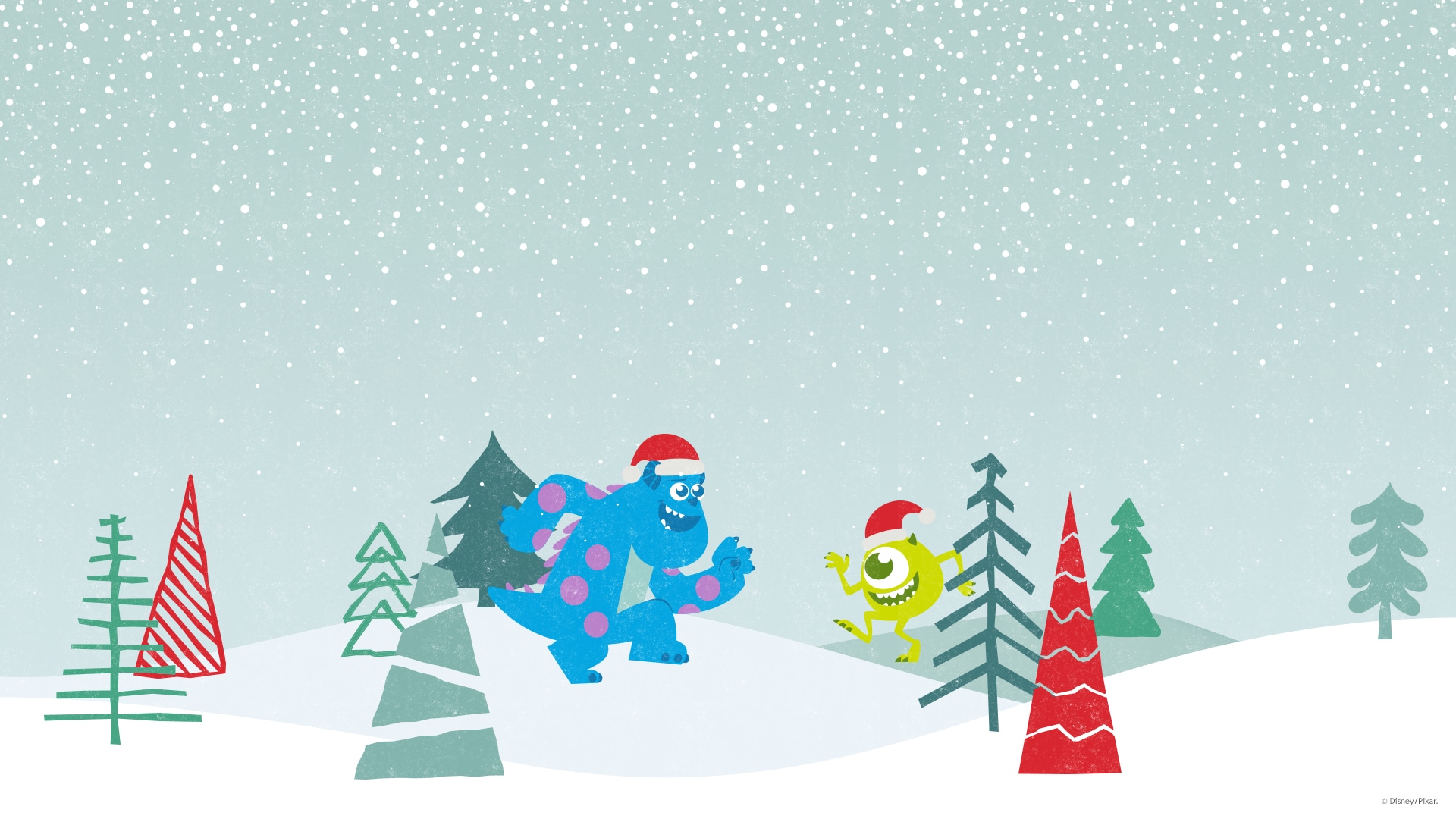 Pixar Holiday Wallpaper