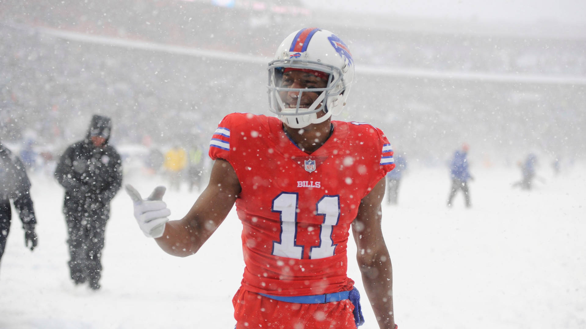 Download Zay Jones Stadium Covered In Snow Wallpaper