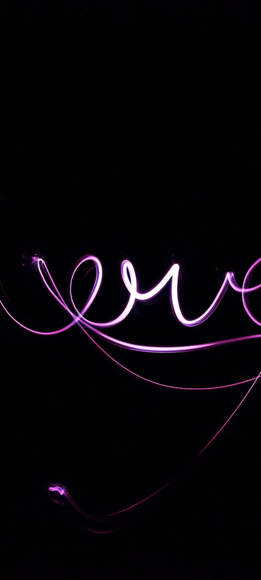 Love text Wallpaper 4K, Black background, Purple lights