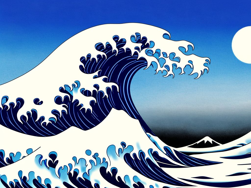 Phony Loris149: Full HD Wallpaper Of The Mont Blanc French Mountain In The Style Of The Great Wave Of Kanagawa