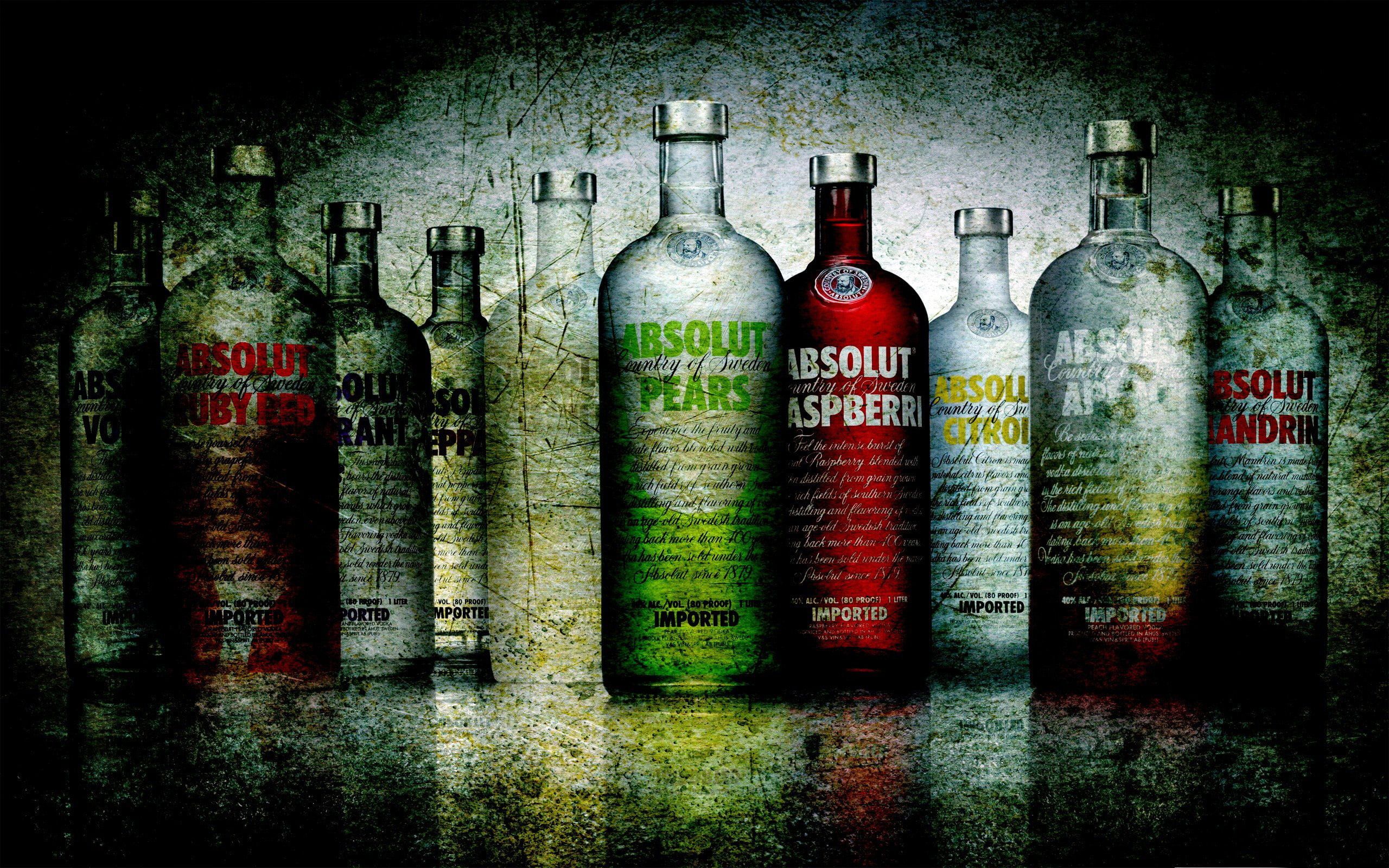 assorted Absolute bottles #GLASS #BOTTLE #LIQUID #BRAND #VODKA #ALCOHOL #ABSOLUT #TYPES K #wallpaper #hdwall. Winter wall decor, Canvas kitchen wall art, Bottle