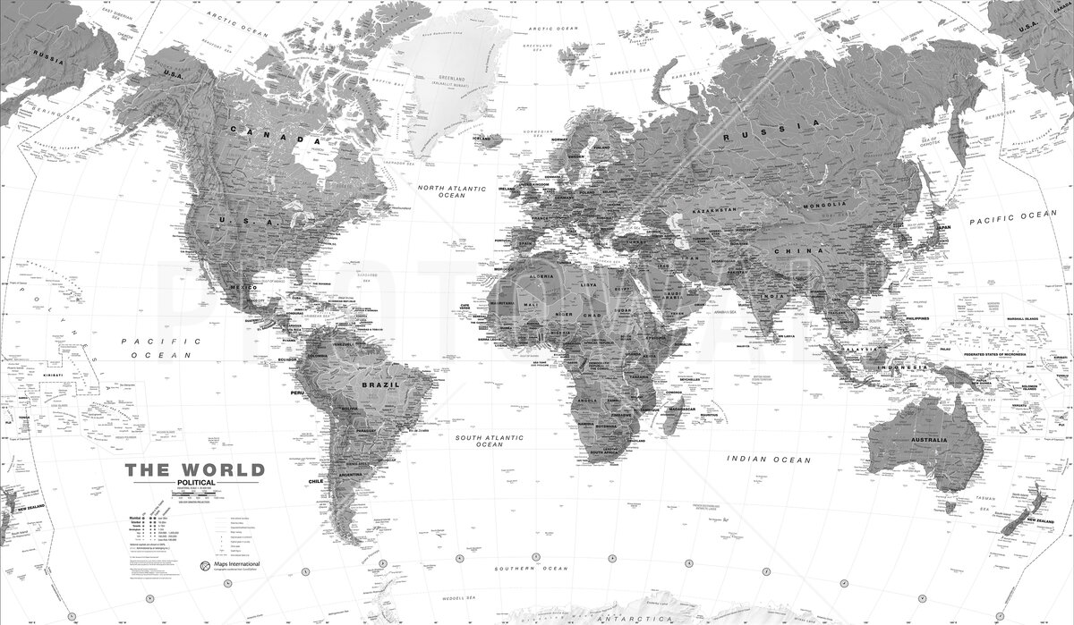 World Map Bw
