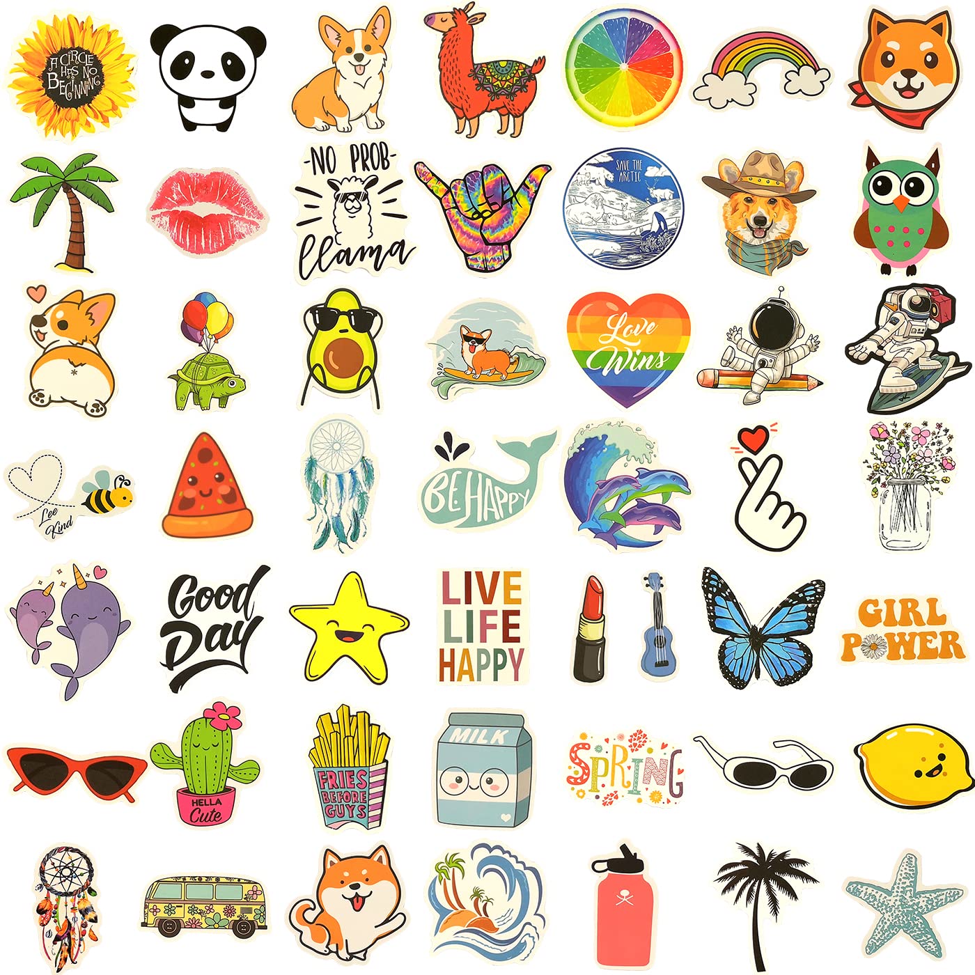 Pcs No Repeating Stickers For Water Bottles, Waterproof Cute Bottle Stickers Teens Girls Kids, Vinyl Decal For Laptop Guitar Skateboard Luggage, Sticker Gift For Kids (Style A)