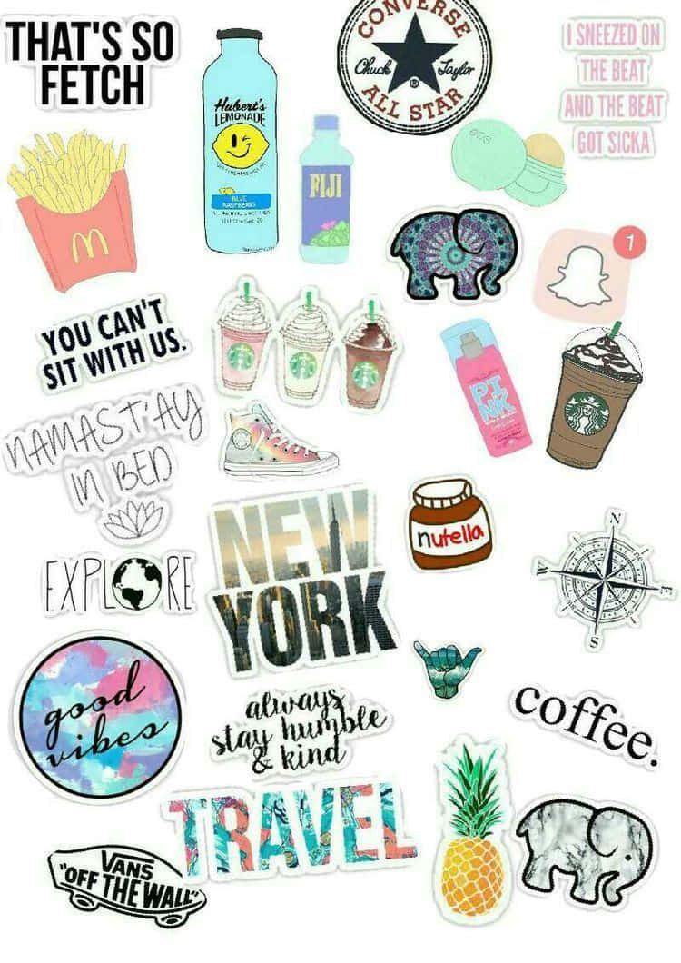 Download Cute and Vibrant Sticker Collection Wallpaper