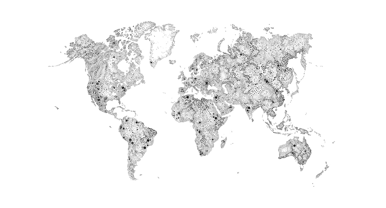 World Map, Black