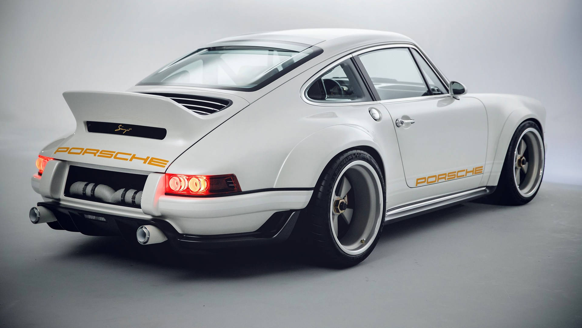 Download White Singer Porsche Rear Wallpaper
