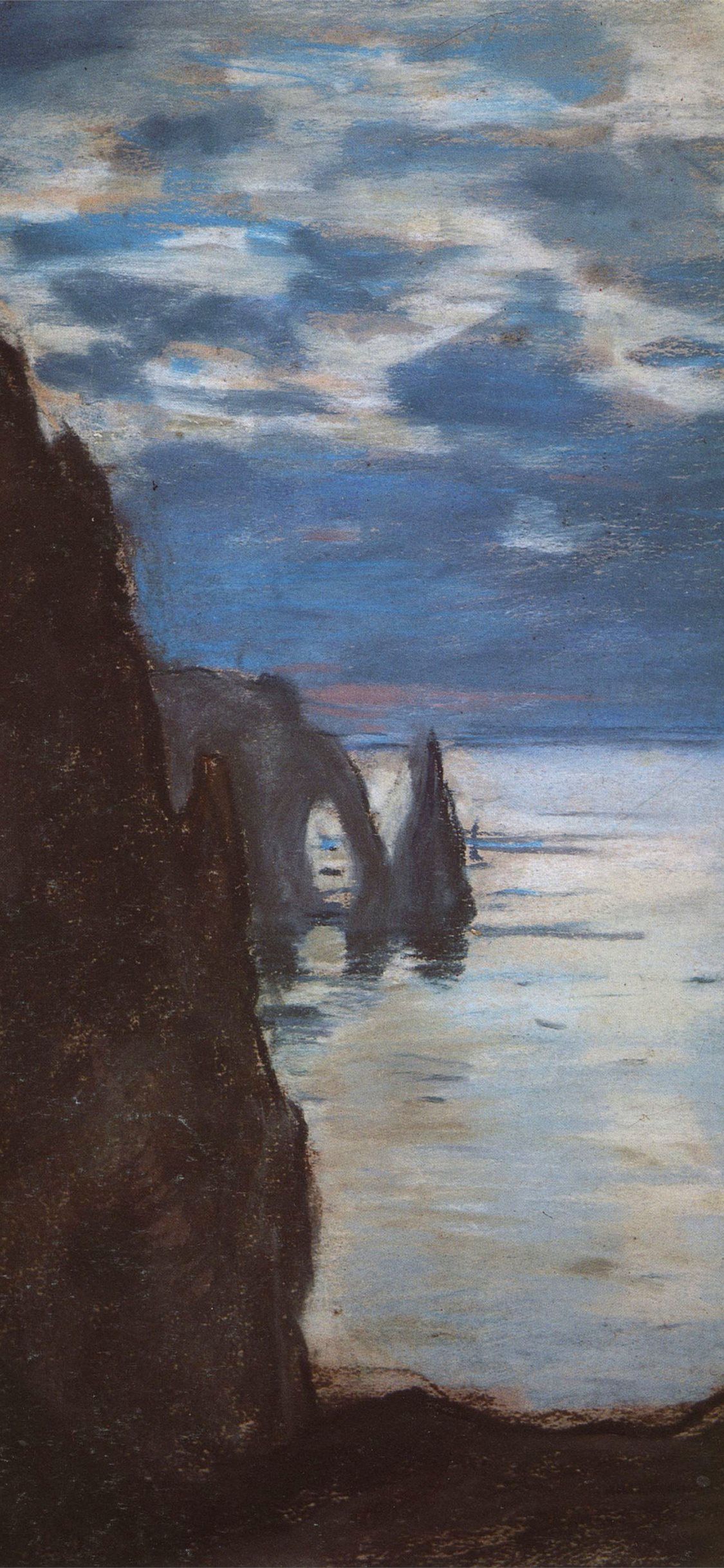 Claude Monet picture Etretat the Needle Rock and P. iPhone Wallpaper Free Download