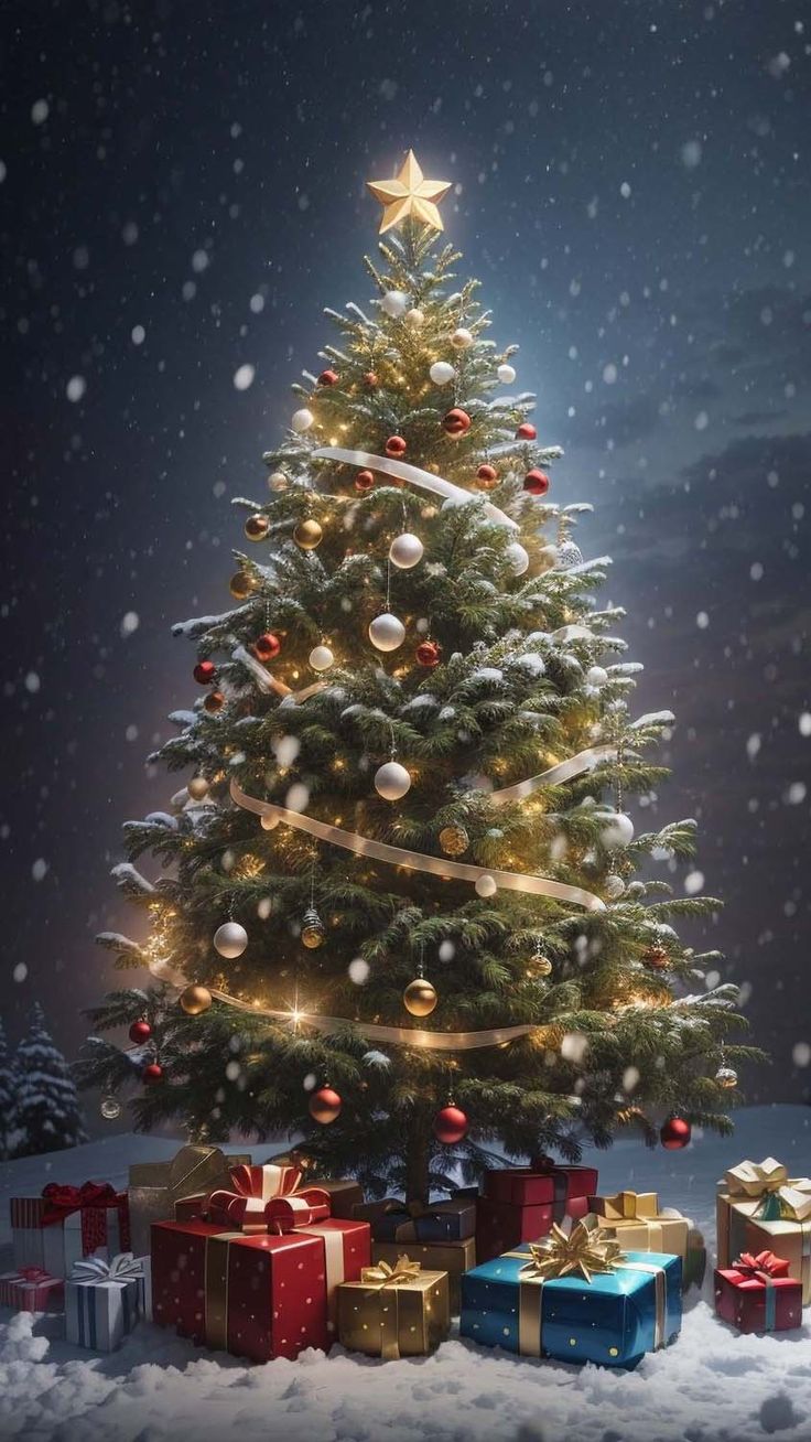 Christmas Tree Gifts iPhone Wallpaper 4K Wallpaper. Christmas wallpaper hd, Christmas tree wallpaper, Christmas wallpaper ipad