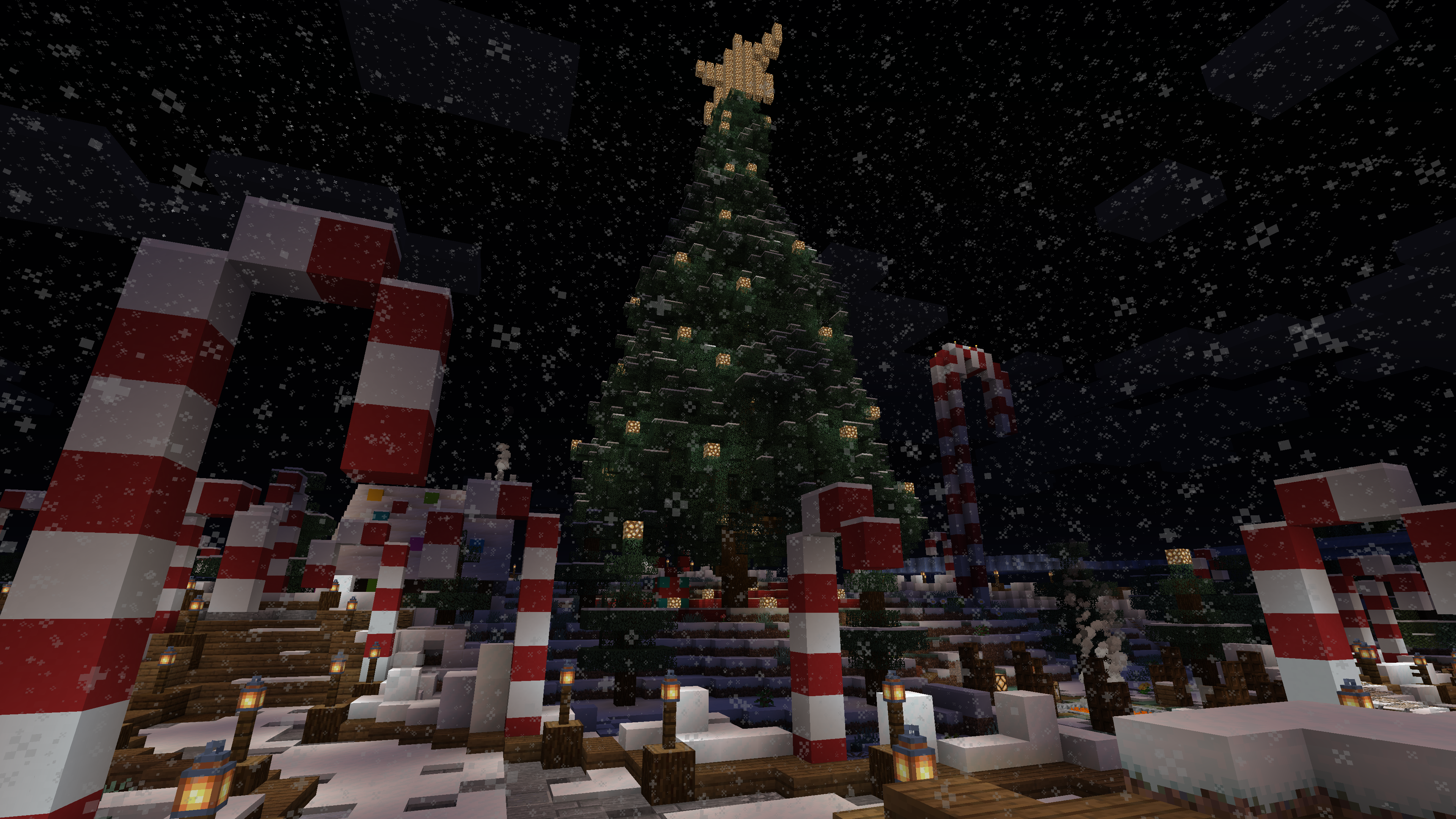 Christmas village on my crew's server (also my 4K desktop background for the month)