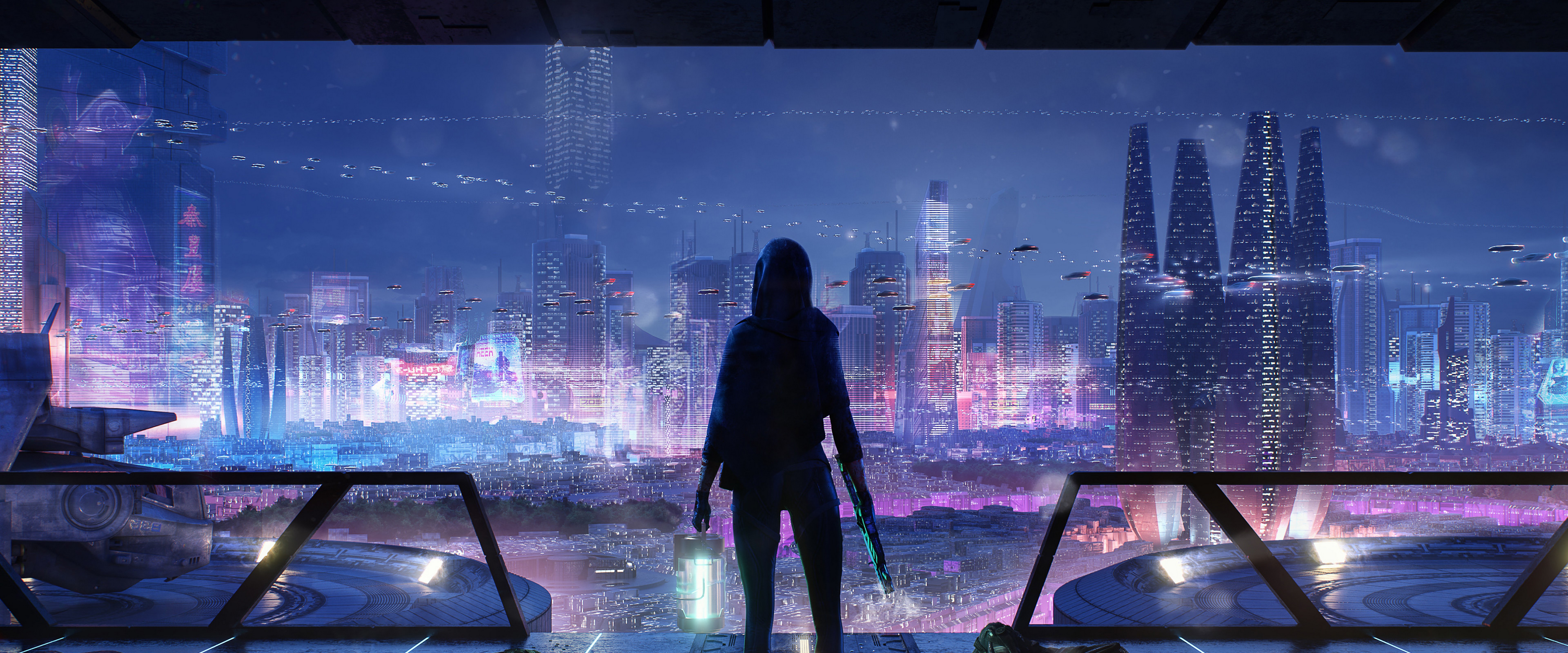 Sci Fi Night City Cityscape 4K Wallpaper