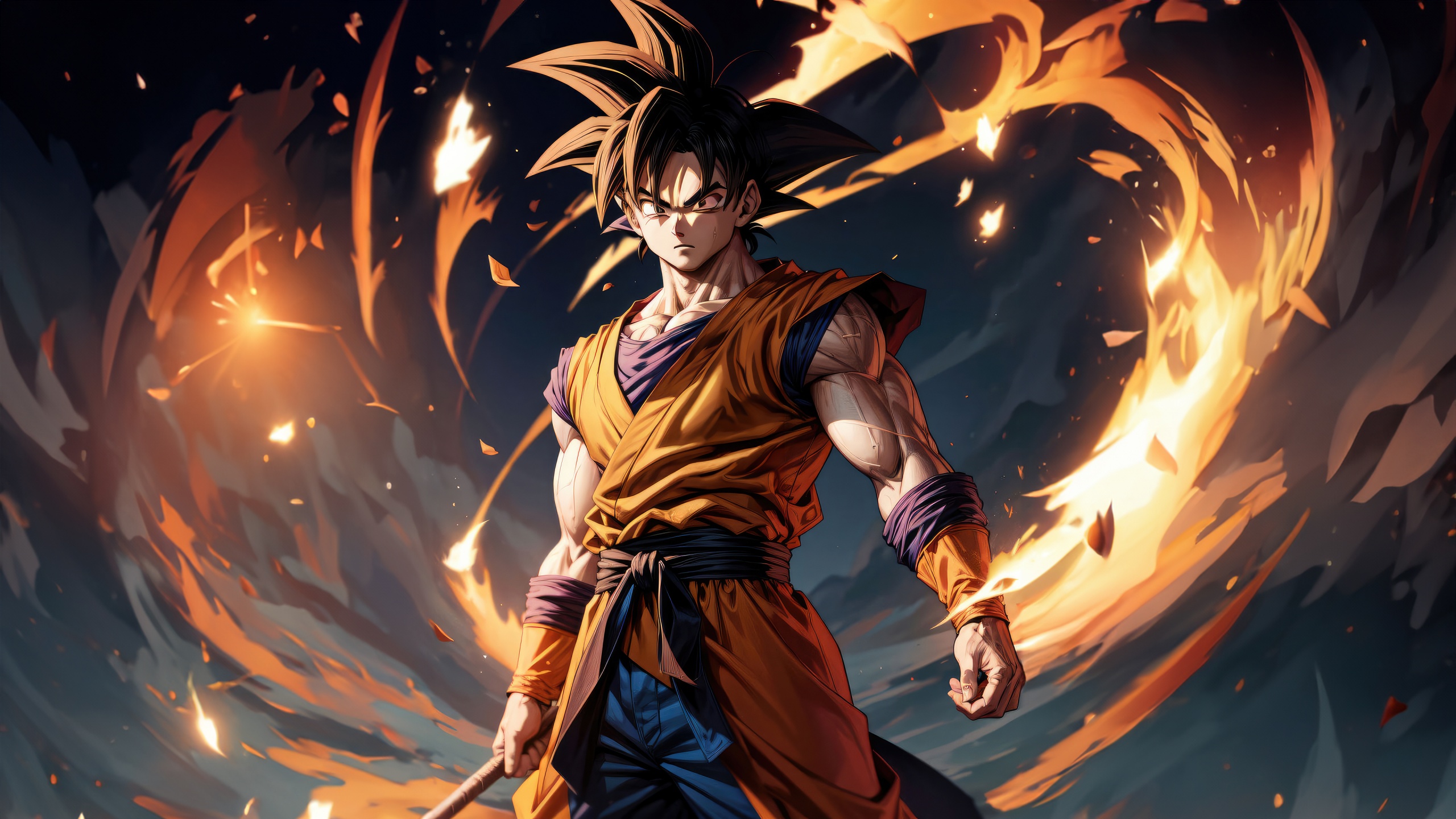 Super Saiyan Goku Wallpaper 4K, Dragon Ball Z, AI art