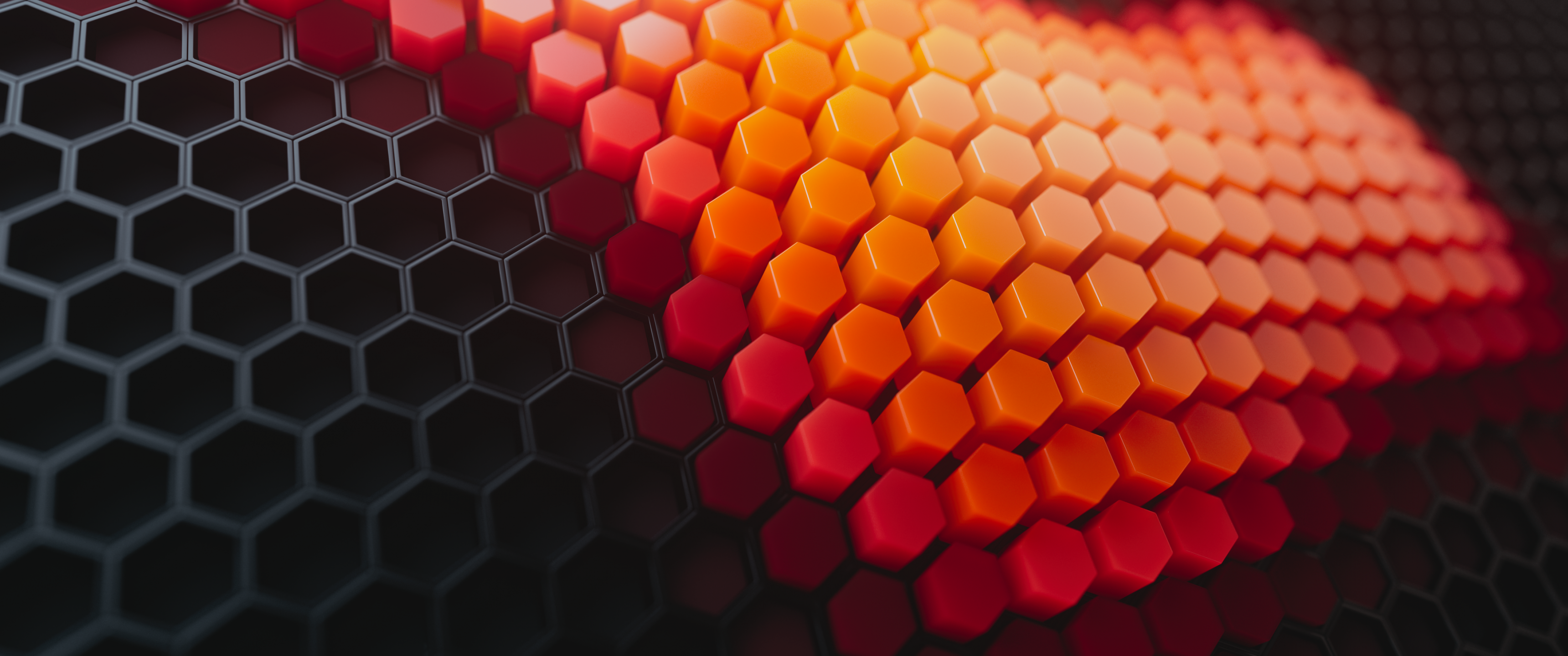 Hexagons Wallpaper 4K, Orange blocks, Patterns