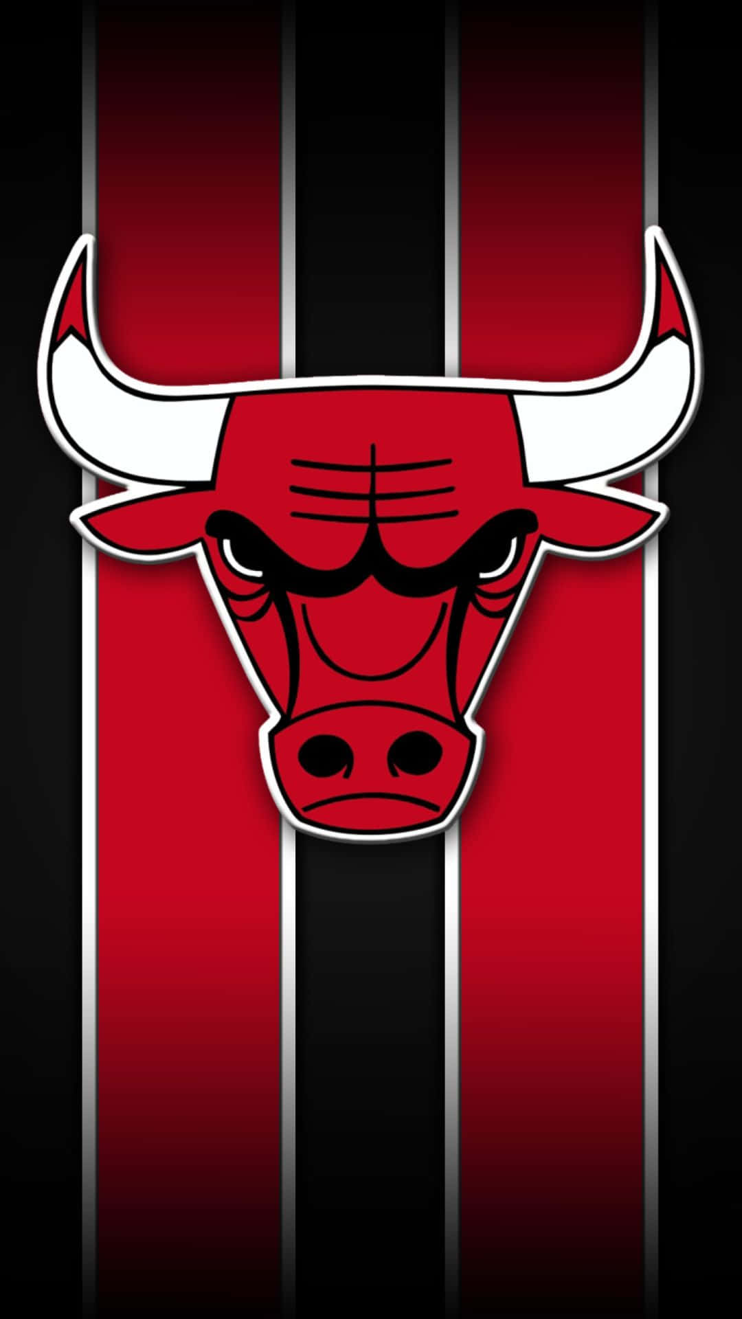 Download Chicago Bulls Logo On Two Red Stripes Phone Wallpaper