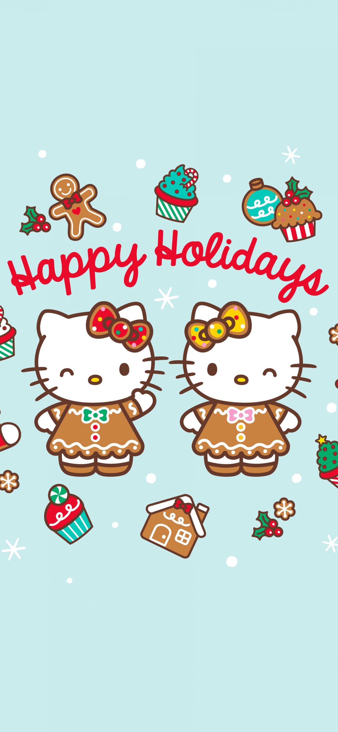 Happy holidays Wallpaper 4K, Cute hello kitties