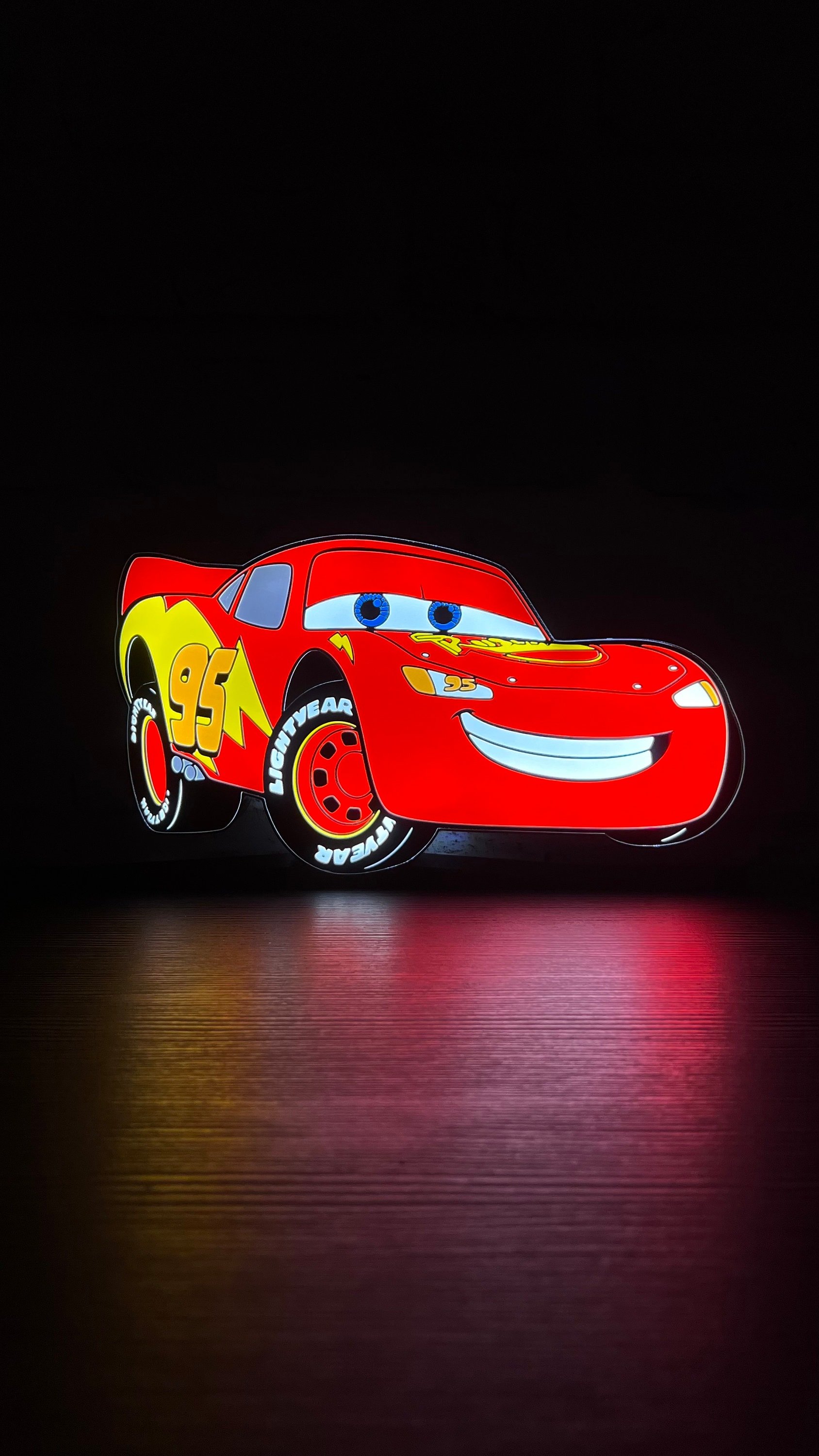 Flash Mcqueen Cars Led Lightbox Sign Lamp Room Decoration
