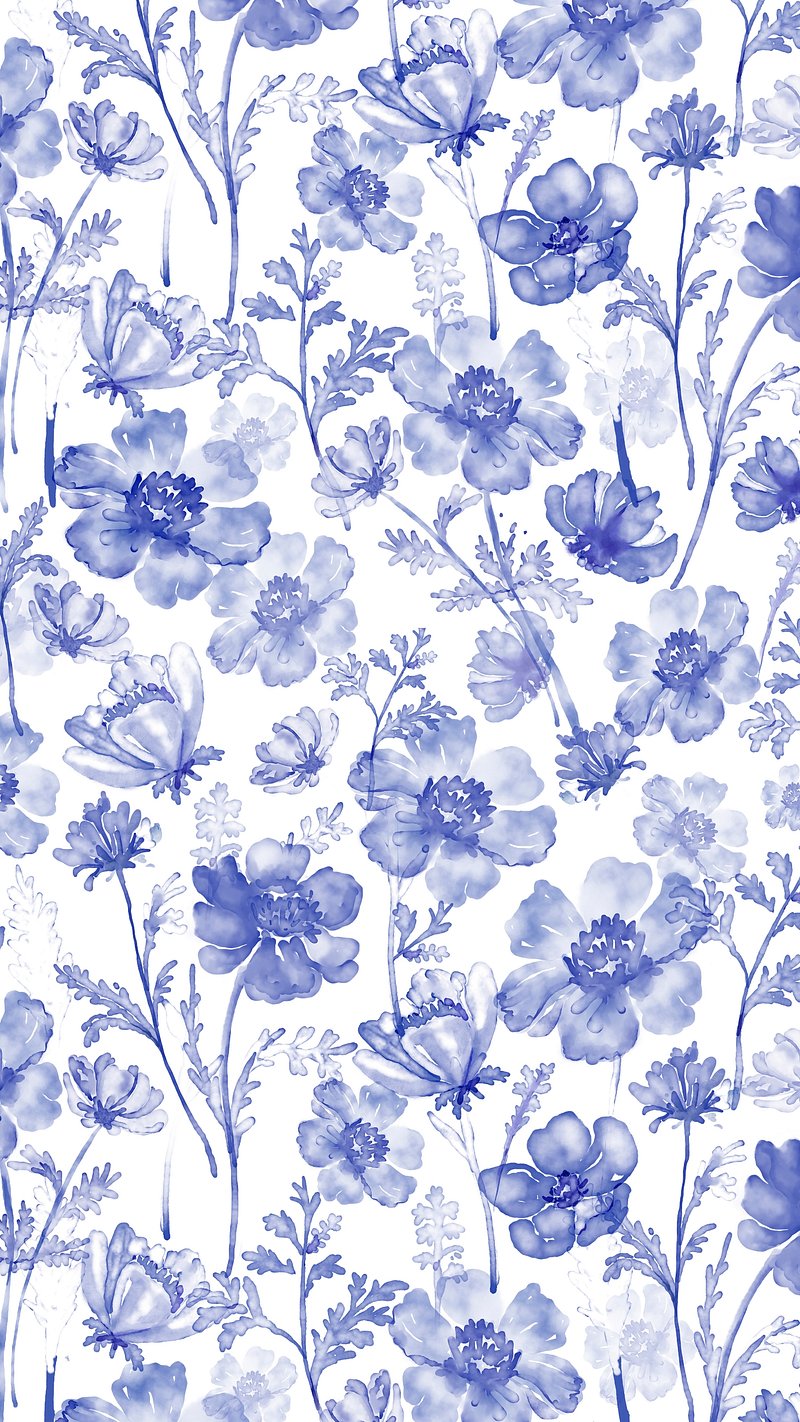 Flower Watercolor Blue Image Wallpaper