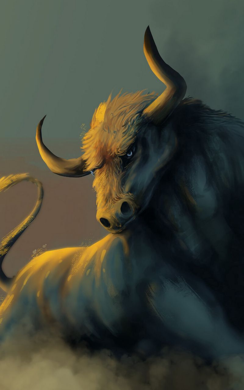 Download Wallpaper 800x1280 Bull, Dust, Animal, Art Samsung Galaxy Note Gt N7000, Meizu Mx2 HD Background