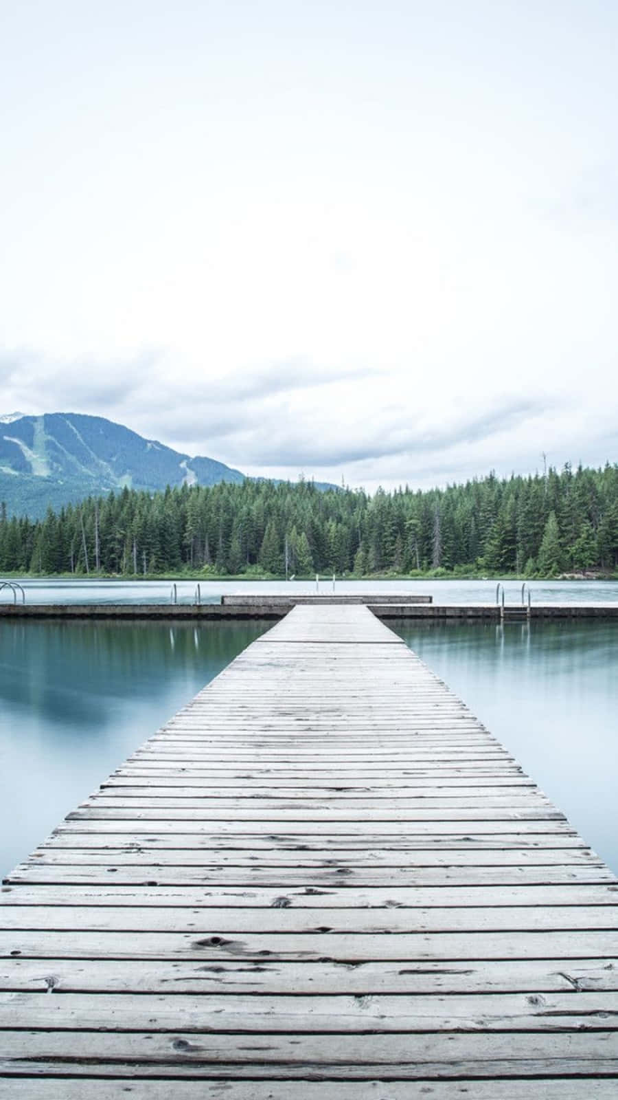 Download Whistler Coast Mountains Dock Lake Relaxing iPhone Wallpaper