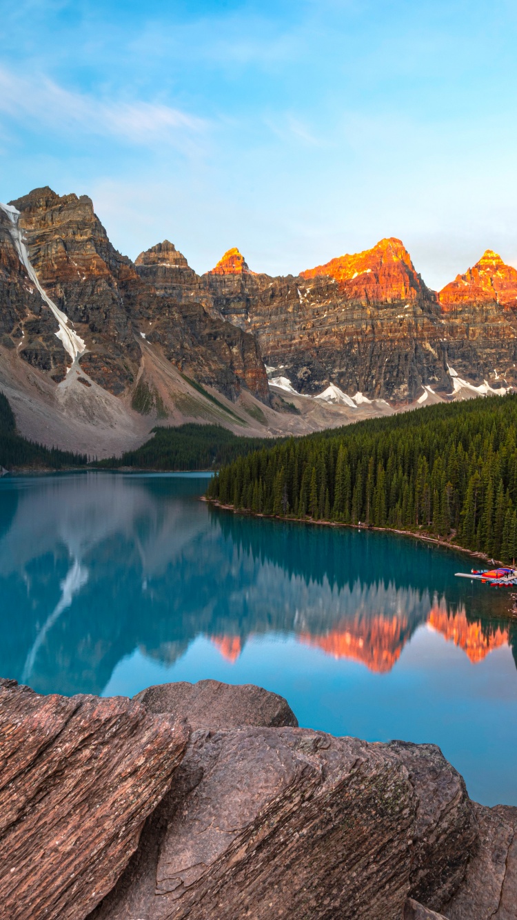 Moraine Lake Wallpaper 4K, Valley of the Ten Peaks, Sunrise