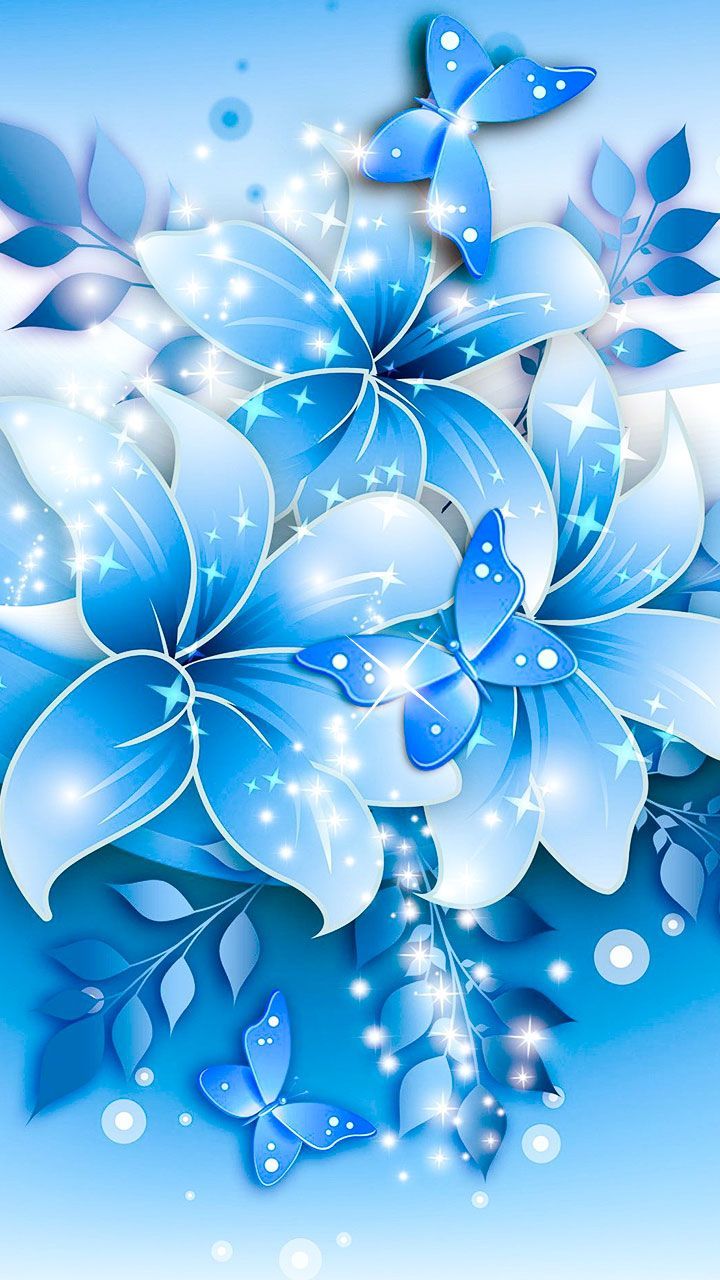 Flowery illustrations of blue flower design. Sharp high resolution wallpaper art for f. Blue flower wallpaper, Flower background wallpaper, Cute flower wallpaper