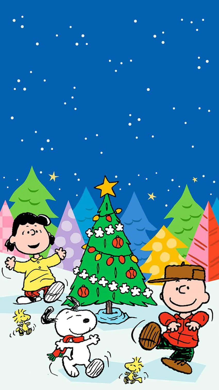 Download Charlie Brown And Lucy Colorful Christmas Wallpaper
