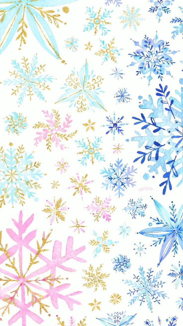 Phone Wallpaper HD Watercolor Gold Snowflakes