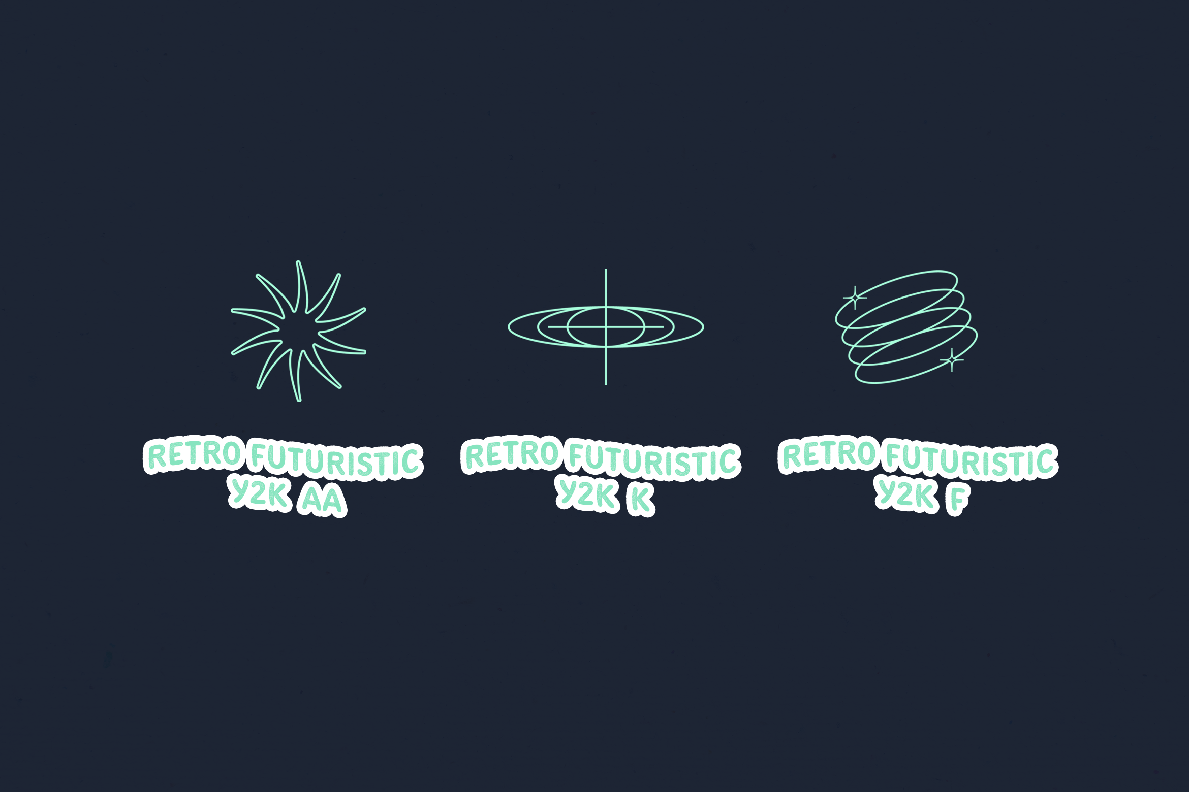 Green Retro Futuristic Y2K Elements Set Design