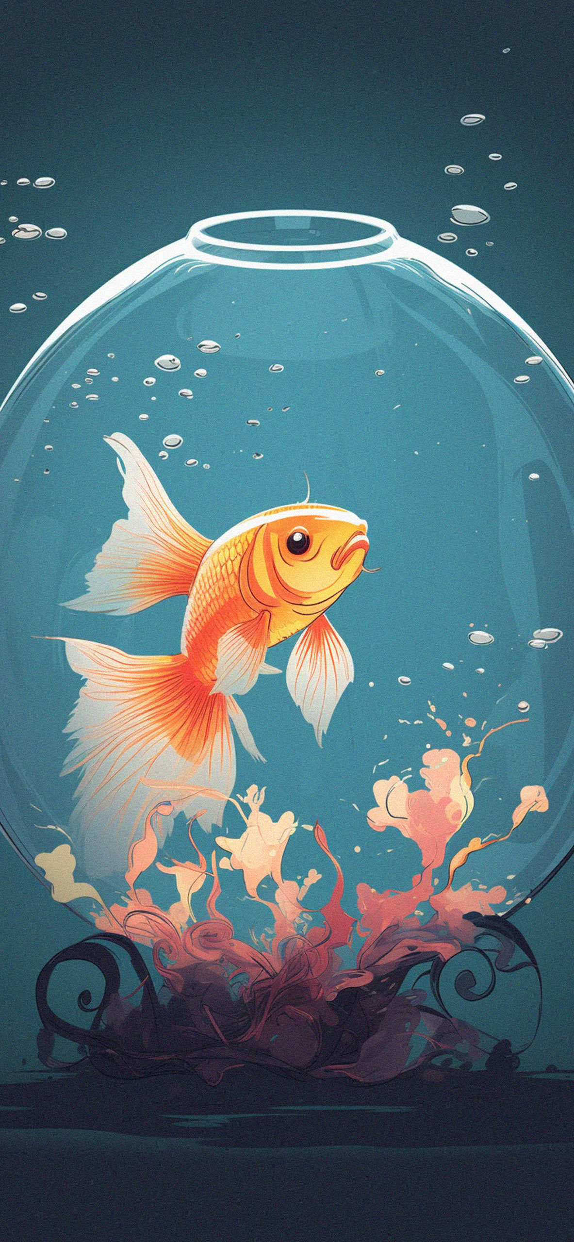 Golden Fish in the Aquarium Wallpaper