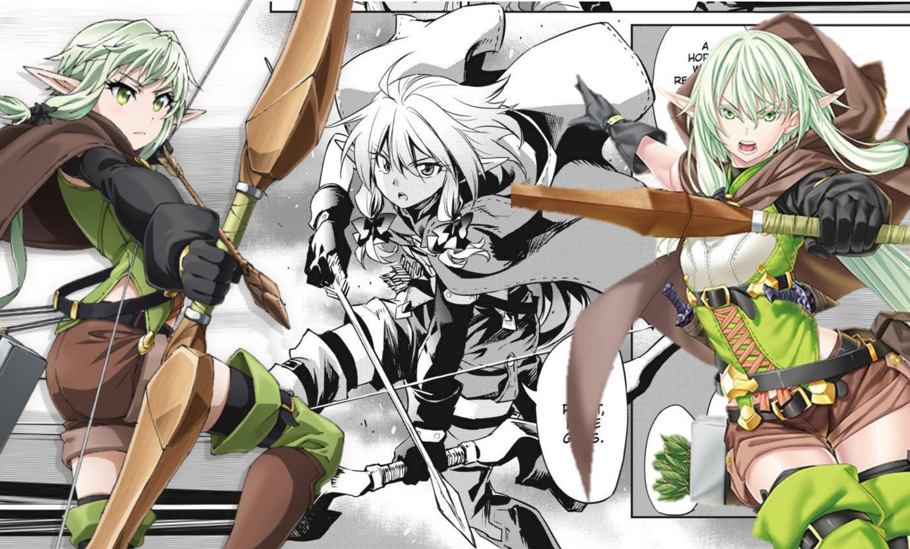 High Elf Archer character design comparison between LN, Manga & Anime