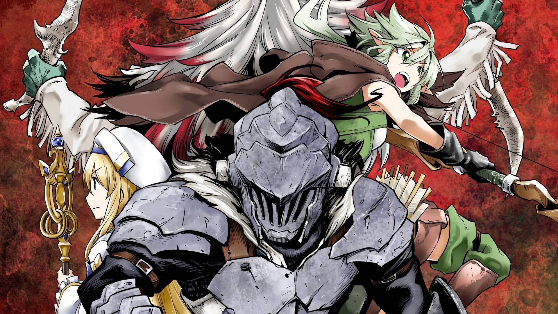 Download Goblin Slayer and High Elf Archer team up to take on the monsters! Wallpaper