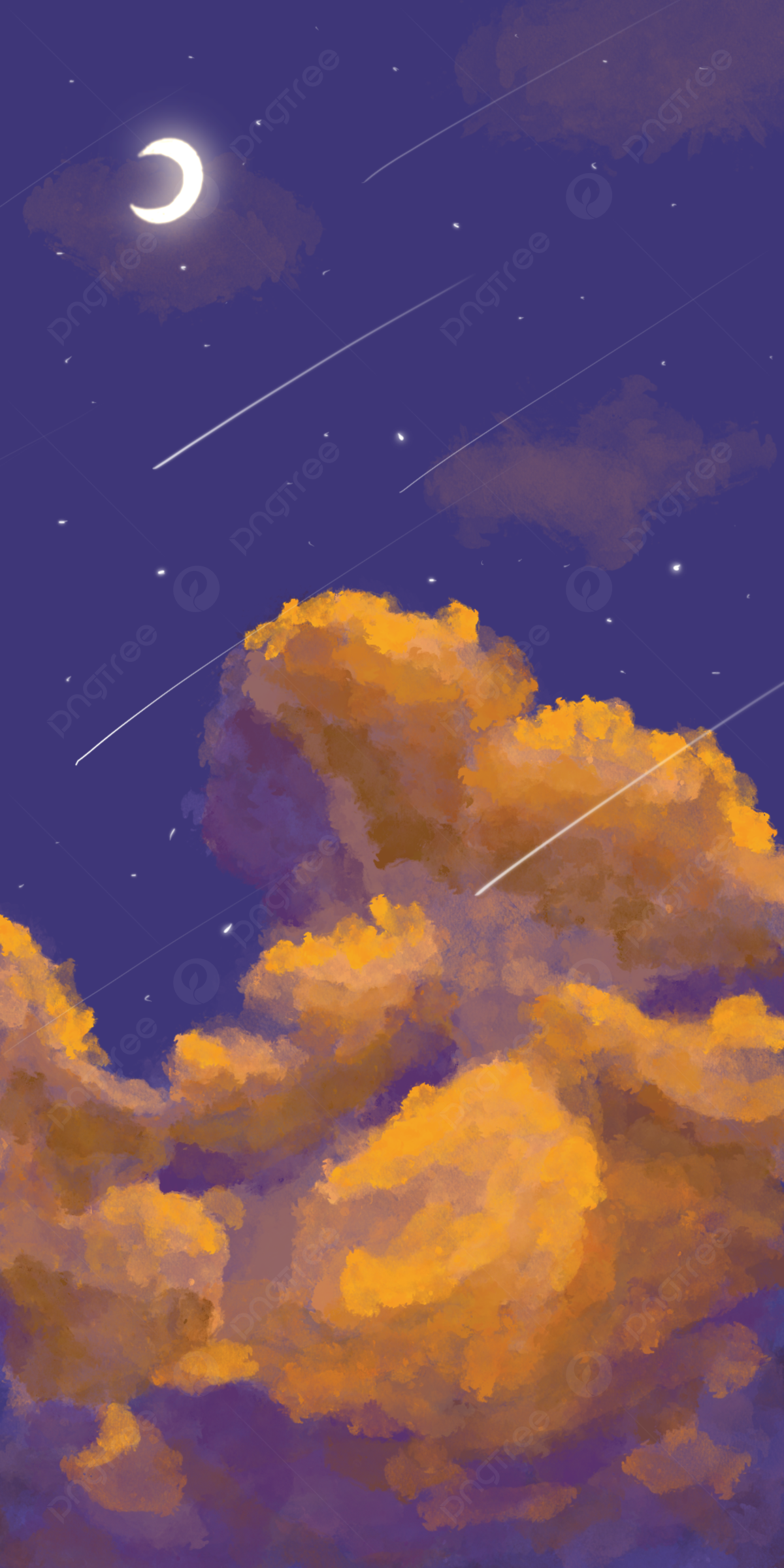 Night Sky Meteor Cloud Mobile Wallpaper