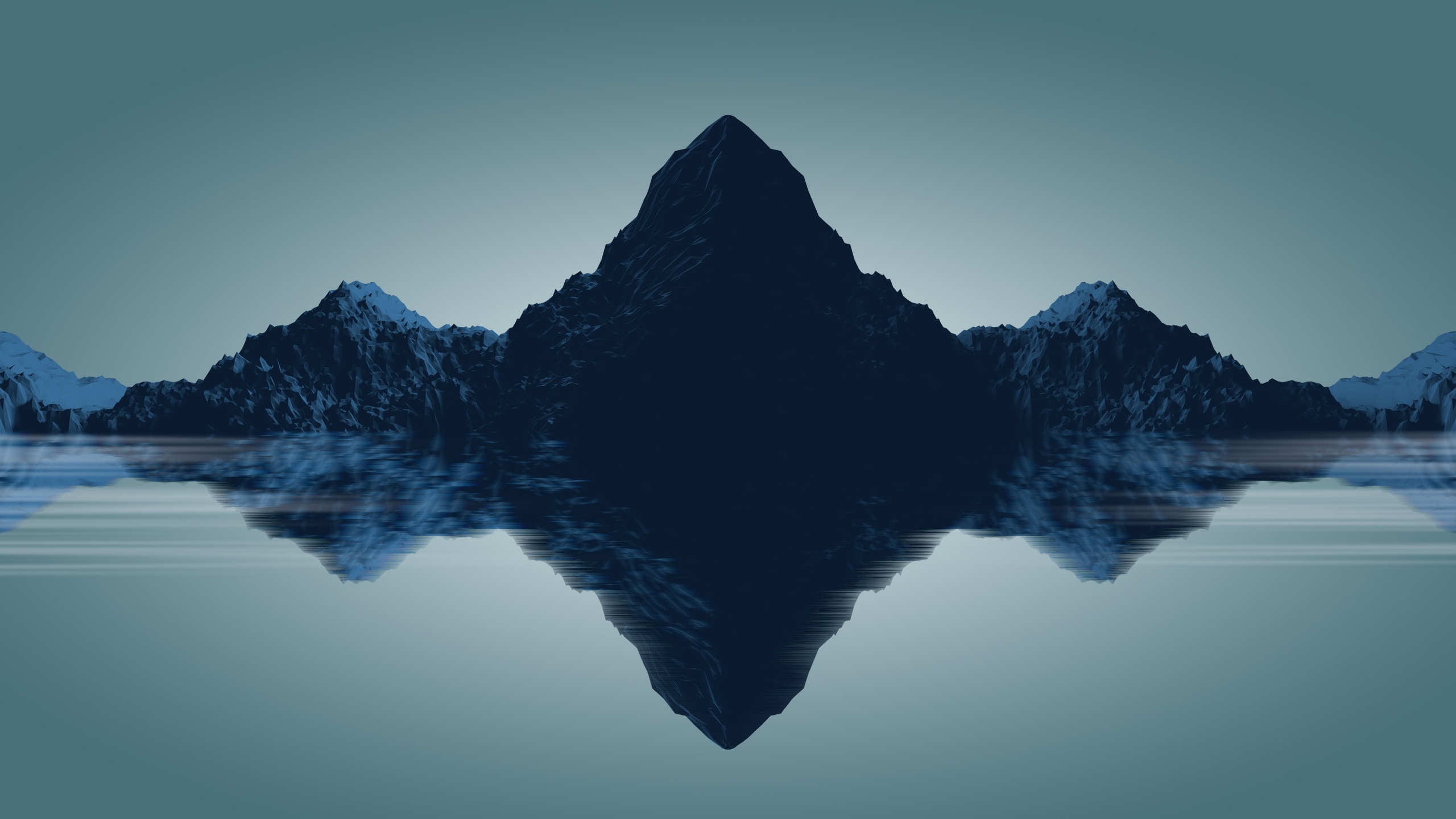 Mountains Wallpaper 4K, Reflections, Render