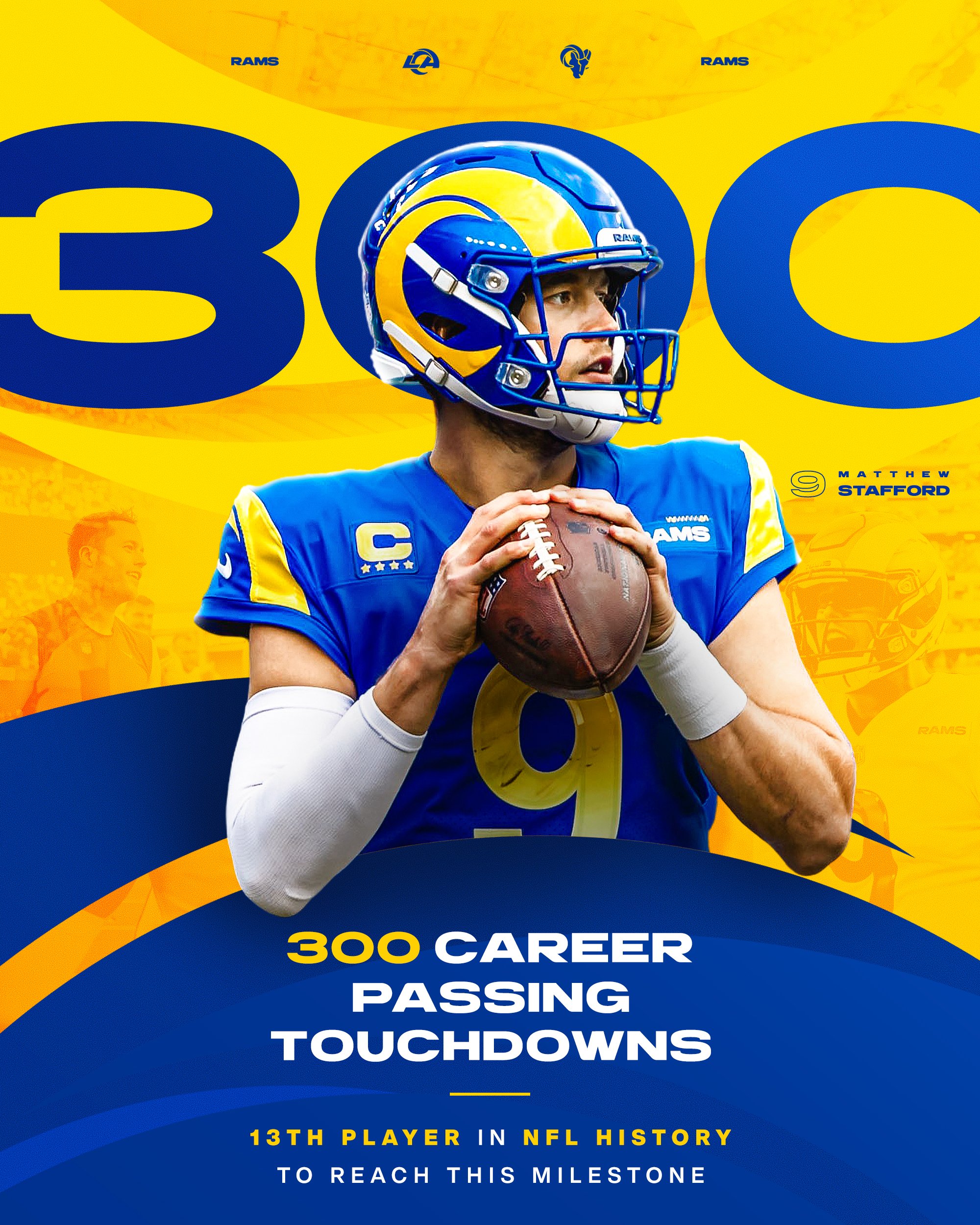 Los Angeles Rams⃣0⃣0⃣ Matthew Stafford Becomes The 7th Fastest QB To Reach 300 Passing TDs