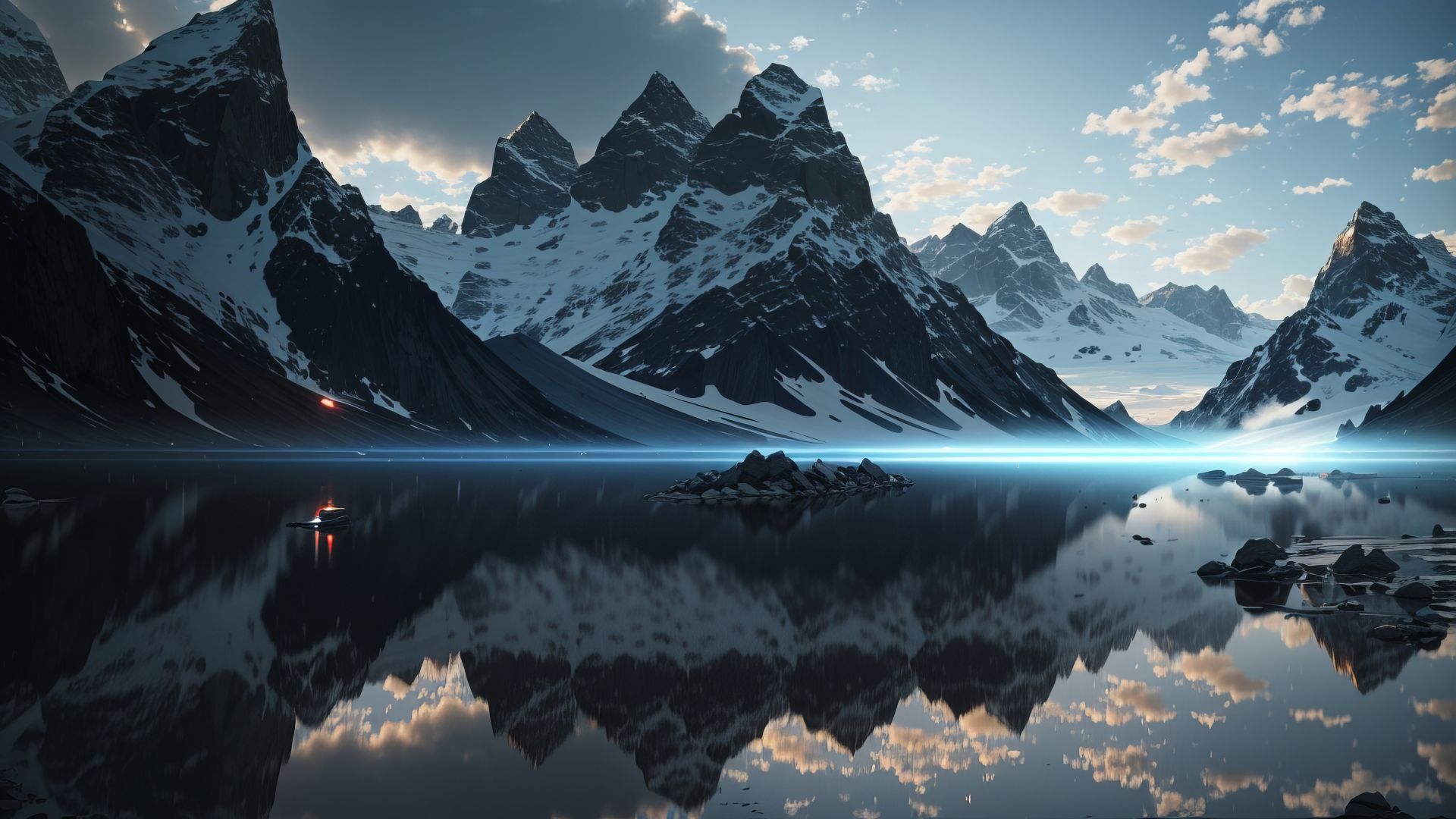 Wallpaper mountains, lake, windows 12, OS
