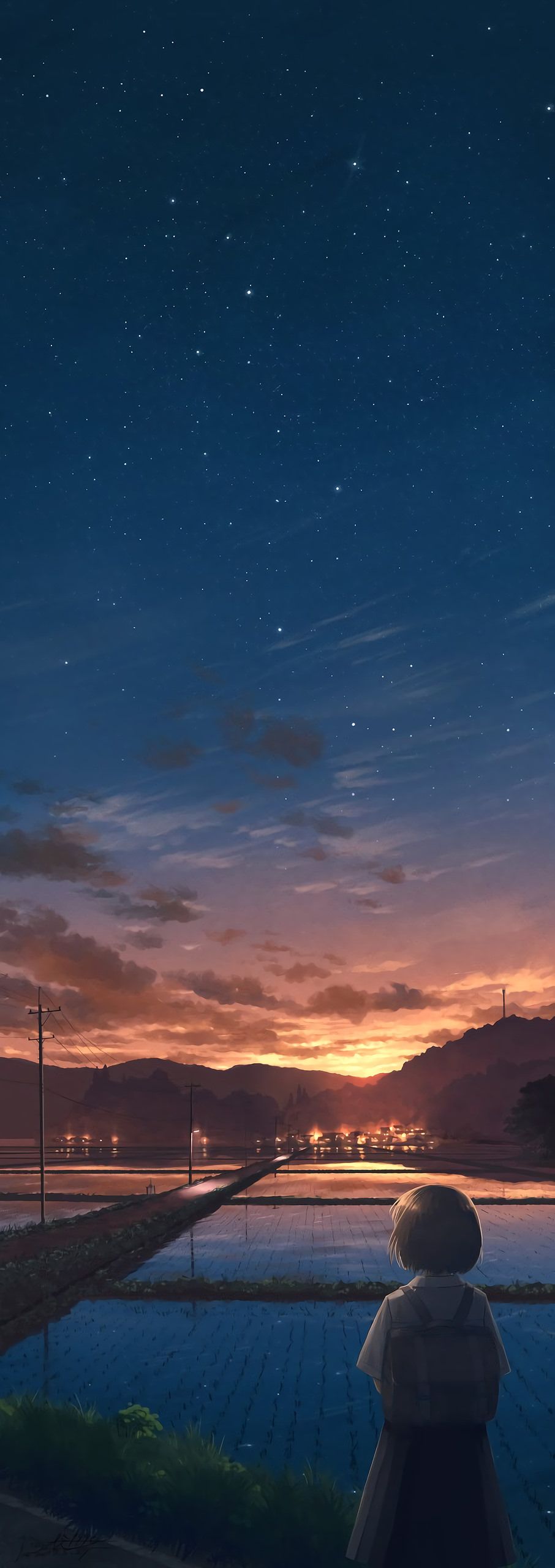 Sunset [Original]. Anime scenery wallpaper, Anime scenery, Scenery wallpaper