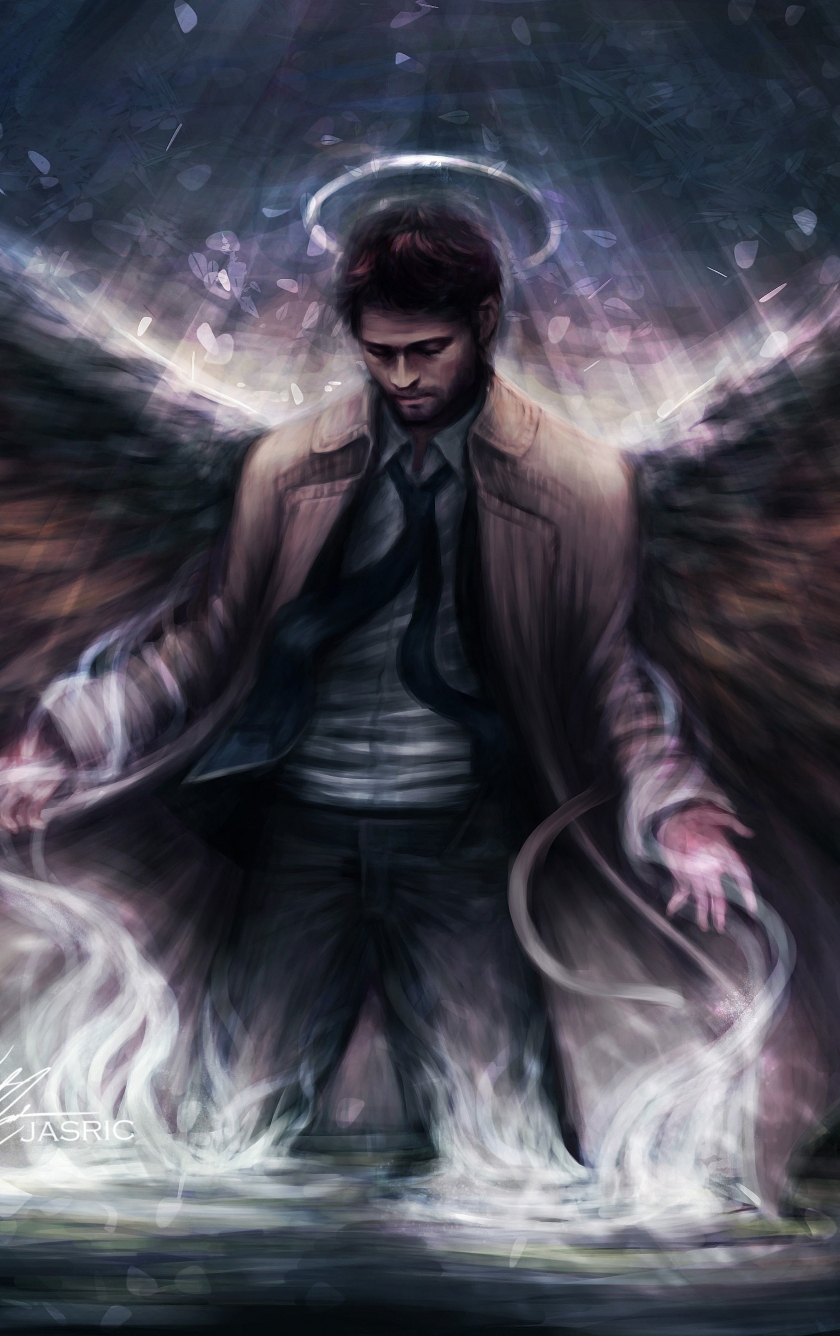 Download wallpaper 840x1336 angel, castiel, supernatural, fantasy, artwork, iphone 5, iphone 5s, iphone 5c, ipod touch, 840x1336 HD background, 16171